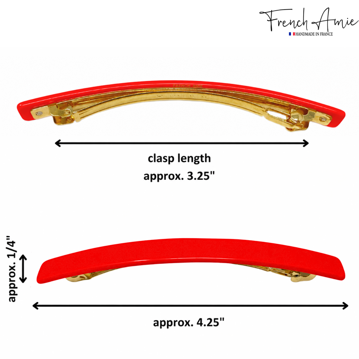 French Amie Long & Skinny Bar Large 4 1/4" Cellulose Acetate Hair Barrette Clip
