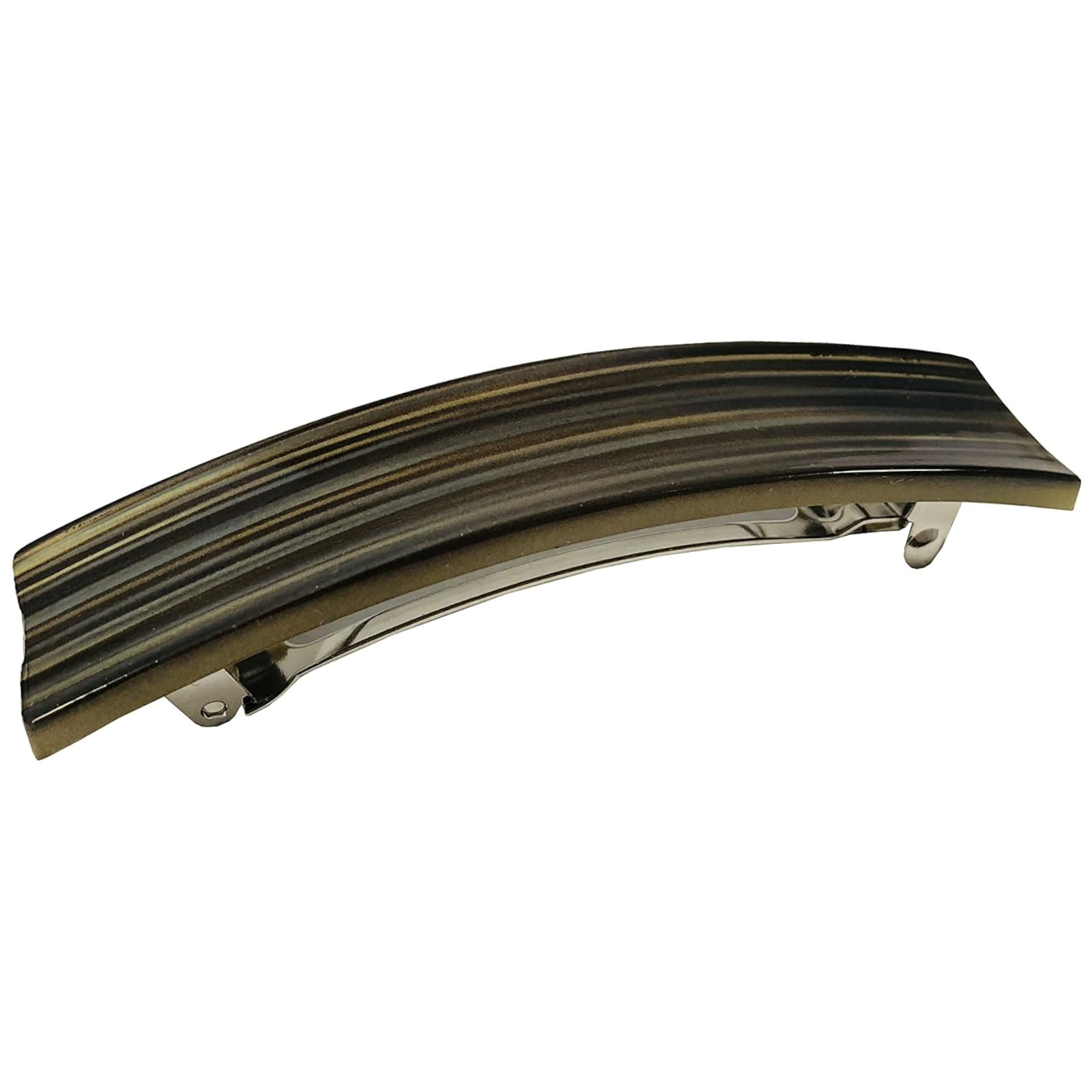 Parcelona Oblong Grey Beige 3.5 Inch Cellulose Automatic Hair Clip Hair Barrette