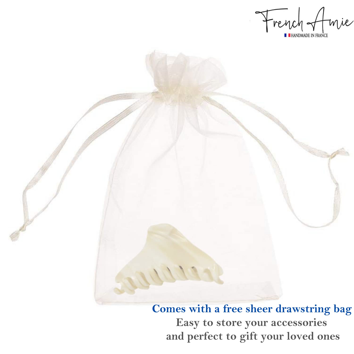 French Amie Director Thin and Narrow Small Handmade Cellulose Hair Claw for Women