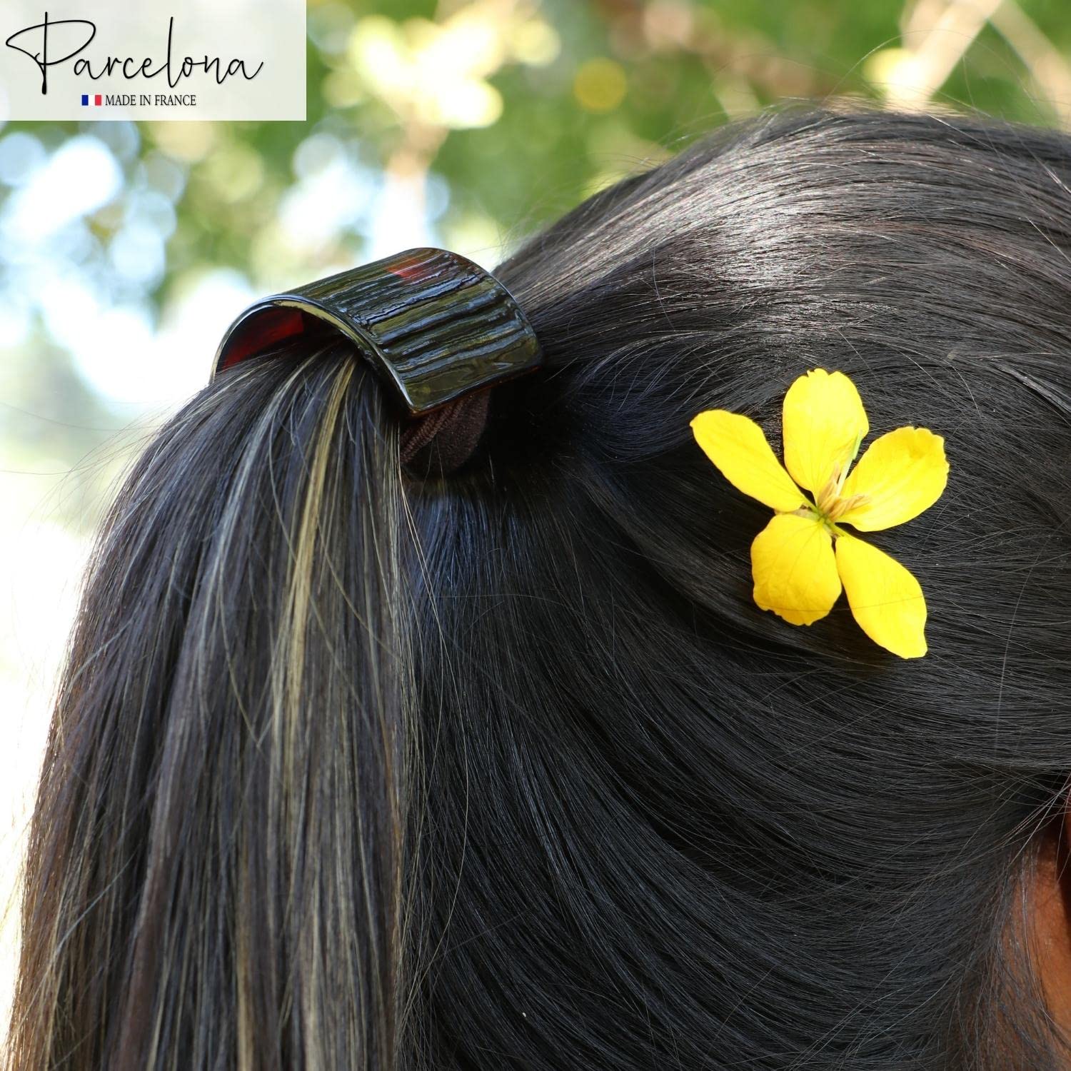 Parcelona France Canopy Cellulose Shell Pony Ponytail Hair Elastic Tie