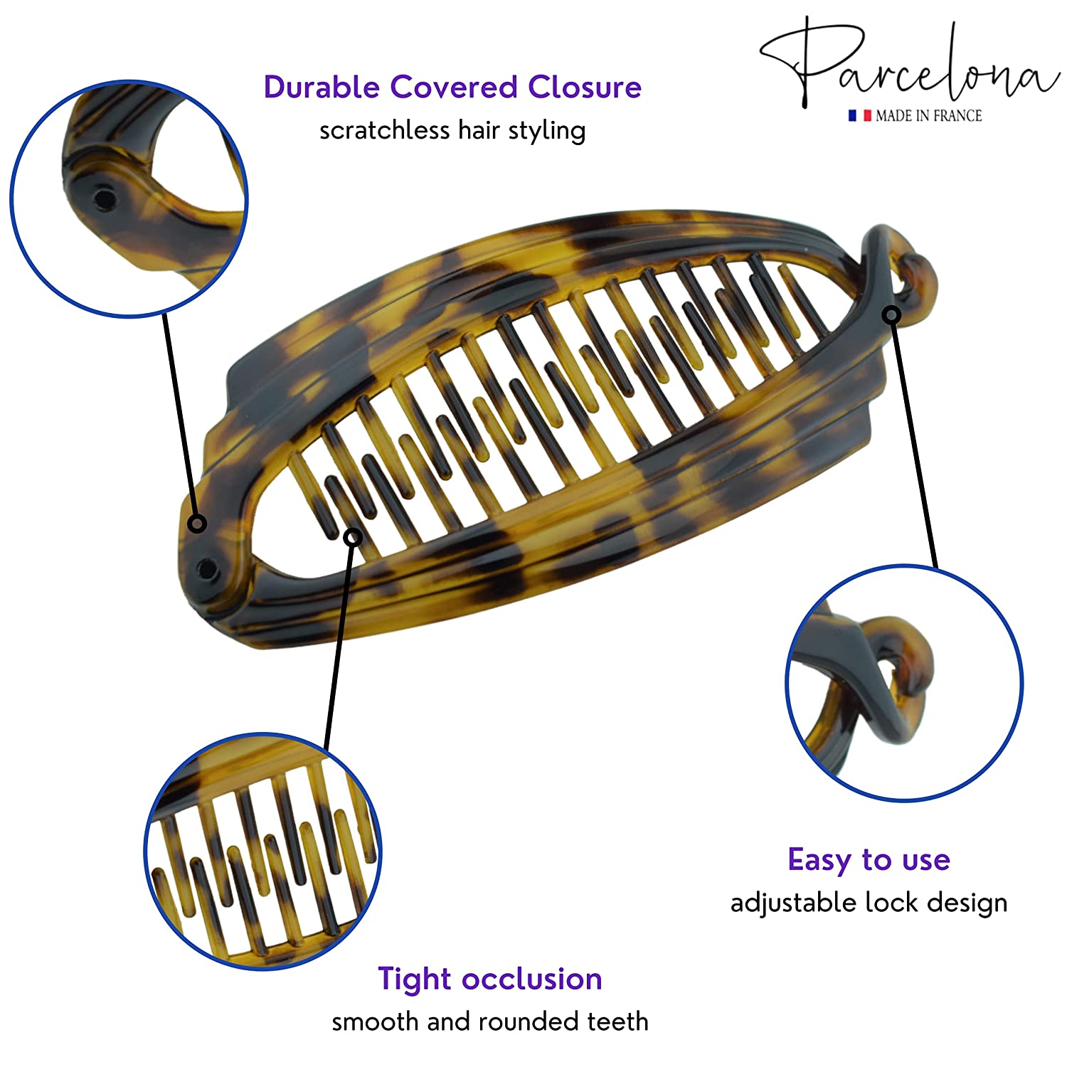 Parcelona French Broad Rectangle Savana Ponytail Interlocking Banana Hair Clip