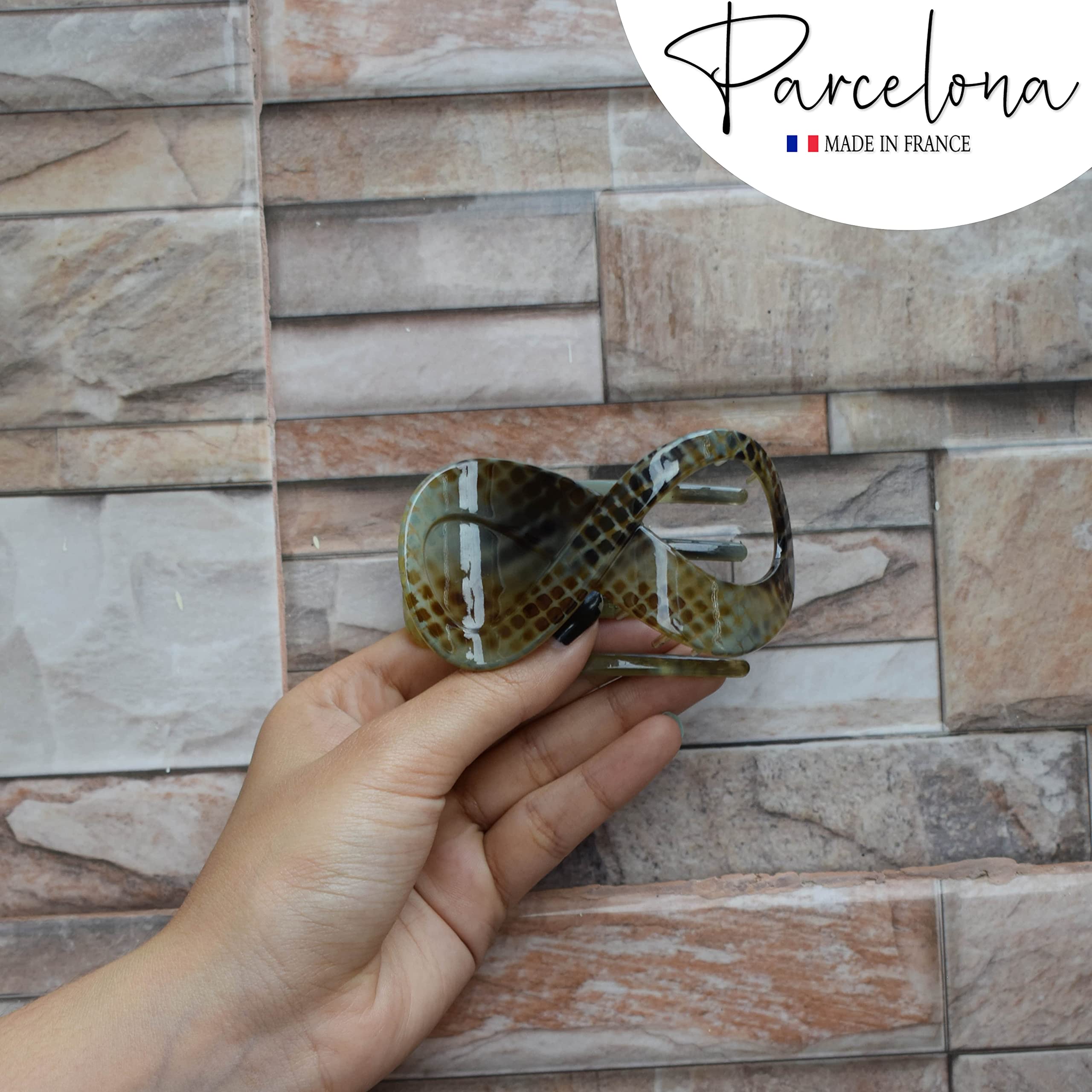 Parcelona French Infinity Loop Medium 3” Cellulose Hair Claw for Women and Girls
