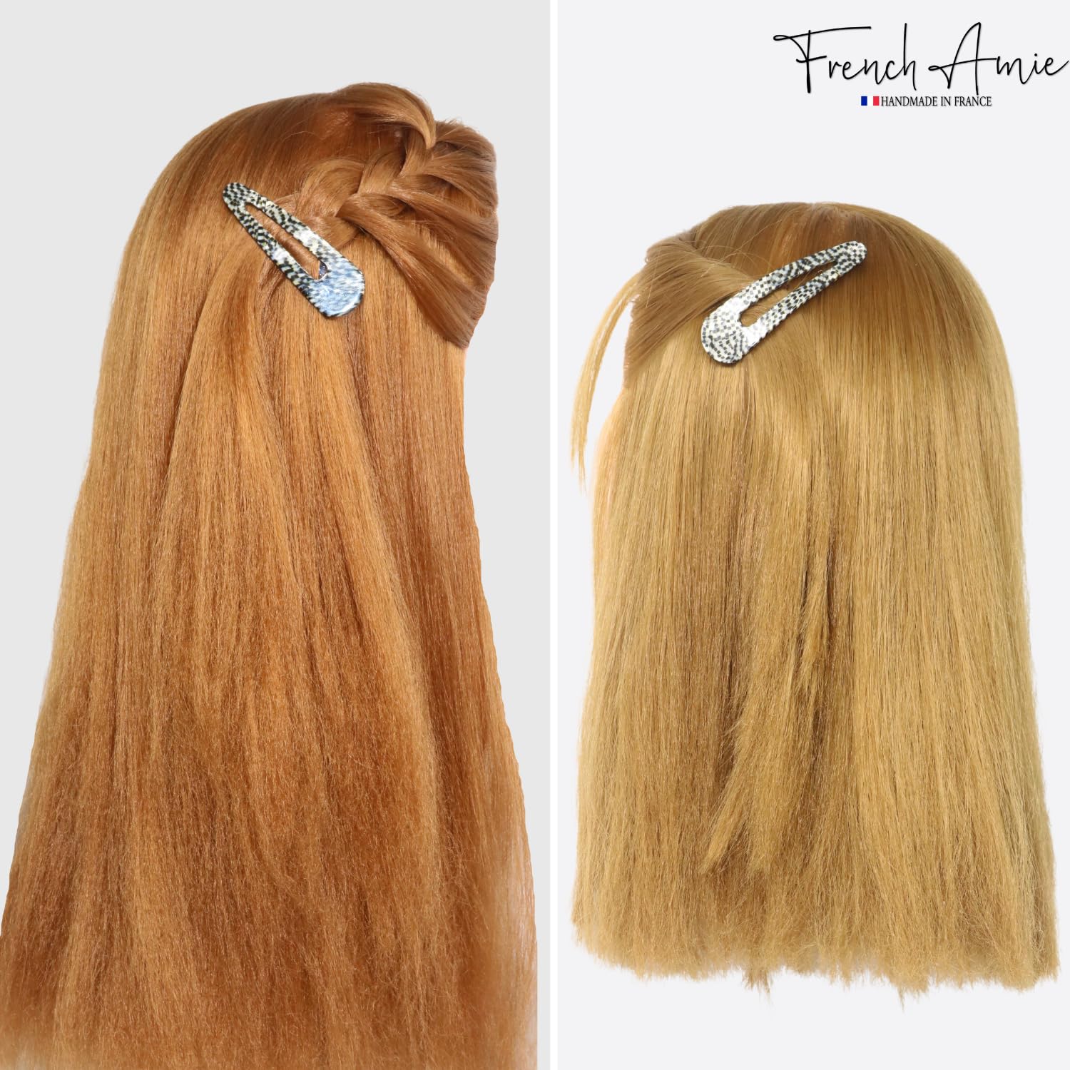 French Amie Clic Clac Large Handmade Cellulose Snap Hair Pins for Women(2 Pcs)