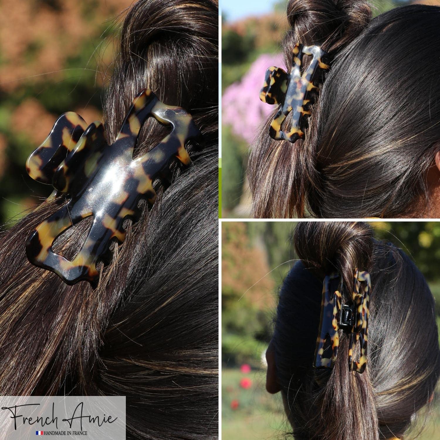French Amie Large Butterfly 3.5" Handmade Cellulose Acetate Hair Claw for Women