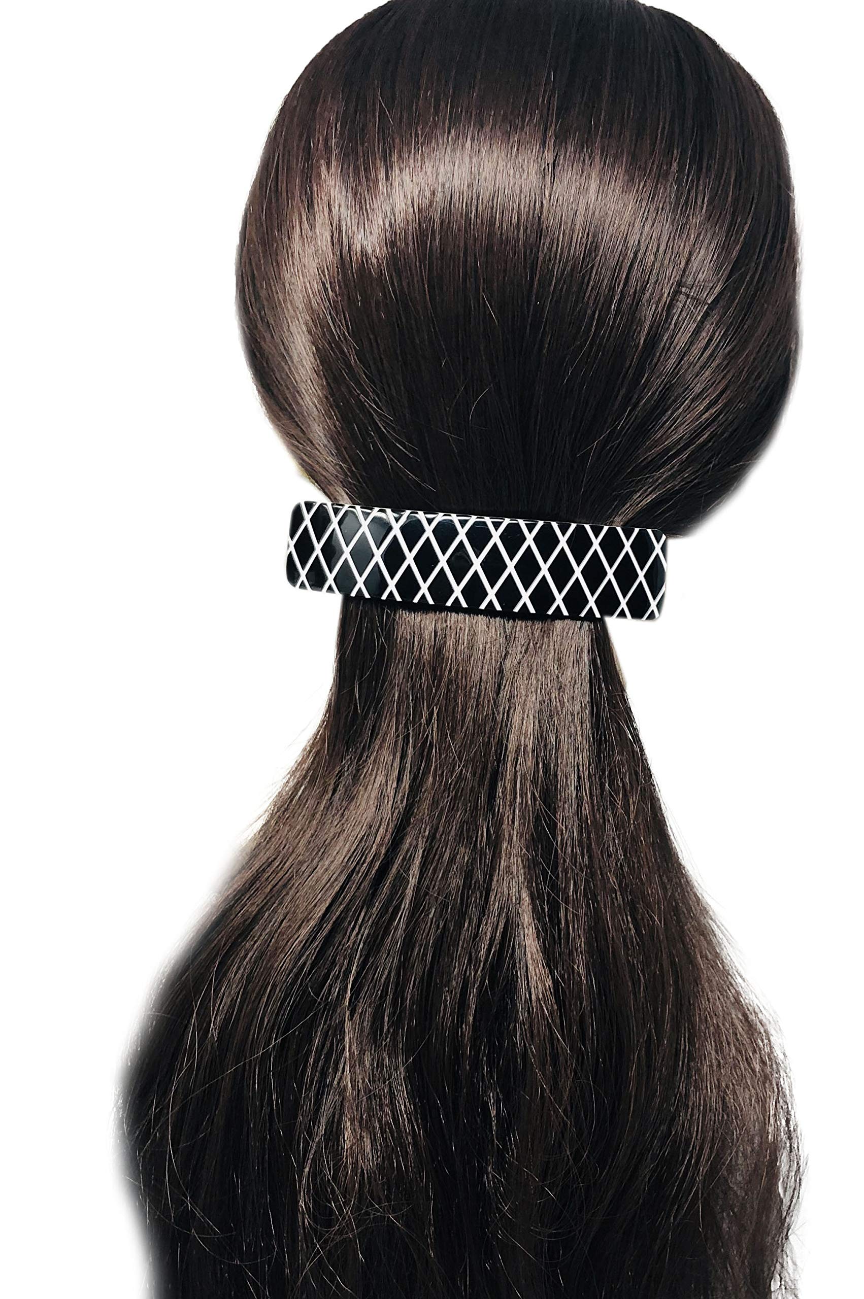 French Amie Long Rectangle Handmade Large Hair Barrette Clip for Women N Girls