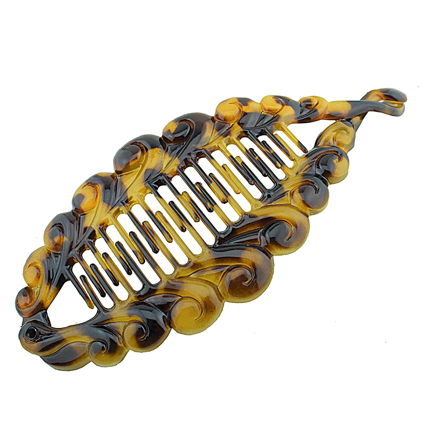Parcelona French Swirl Fish Large 6" Cellulose Banana Hair Clip for Women