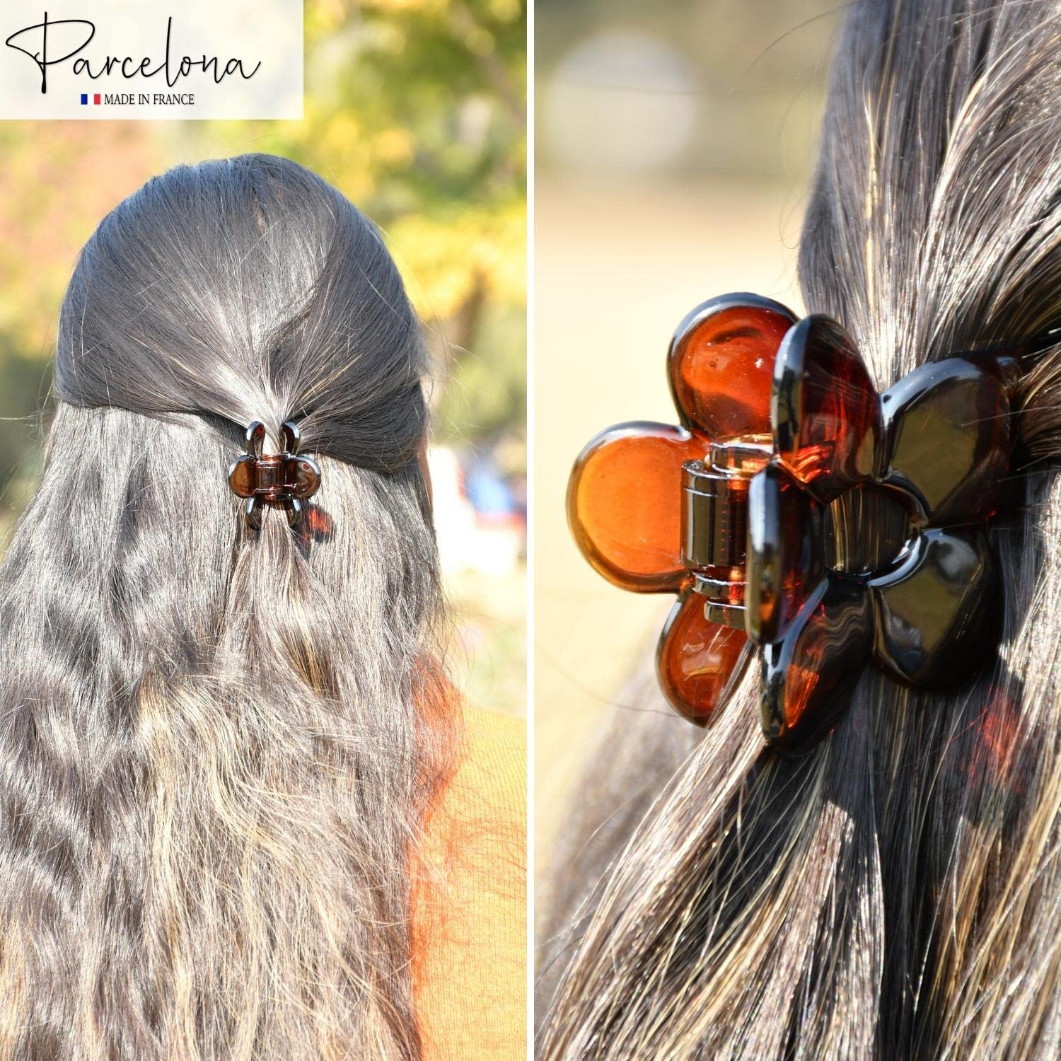 Parcelona French Belle Fleur Small 1 1/2" Cellulose Jaw Hair Claw for Women