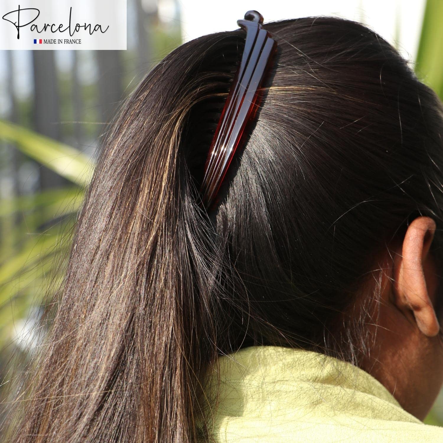 Parcelona French Broad Brown & Black Large 5" set of 2 Hair Clips for Women