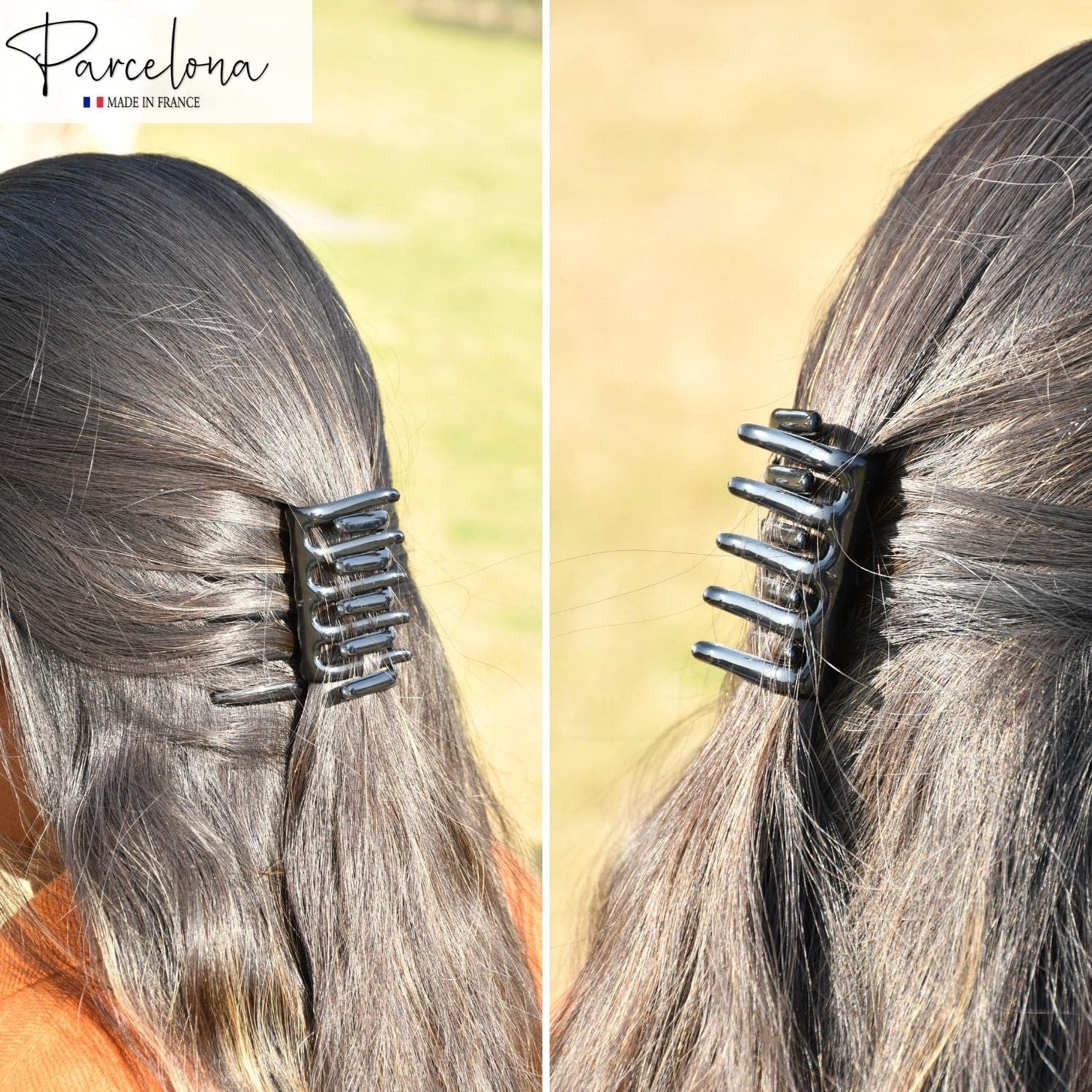 Parcelona French Crab Interlocking Medium Cellulose Hair Side Comb for Women