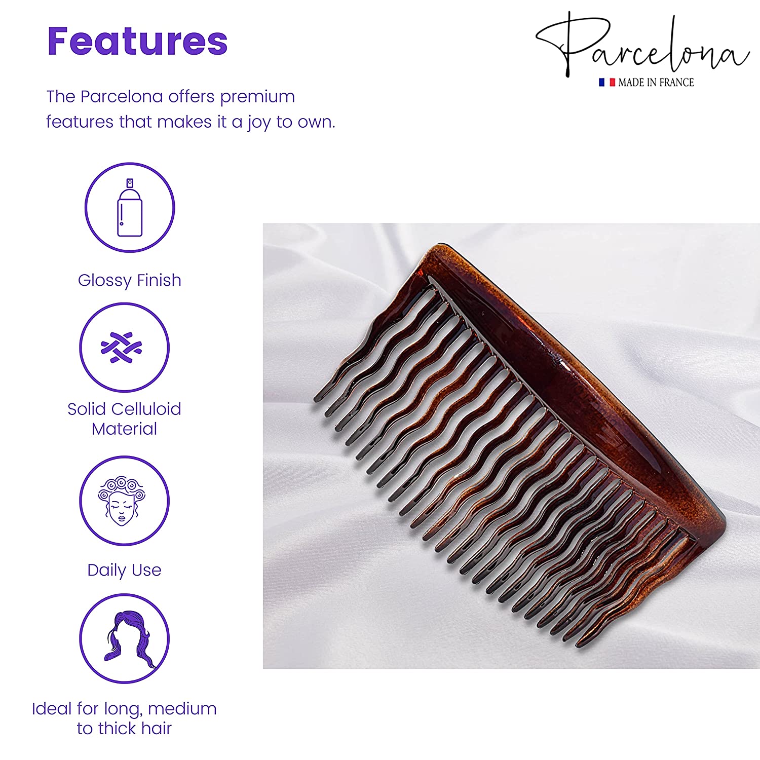 Parcelona French Zig Zag Small Cellulose Acetate 23 Teeth Side Hair Combs(2 Pcs)