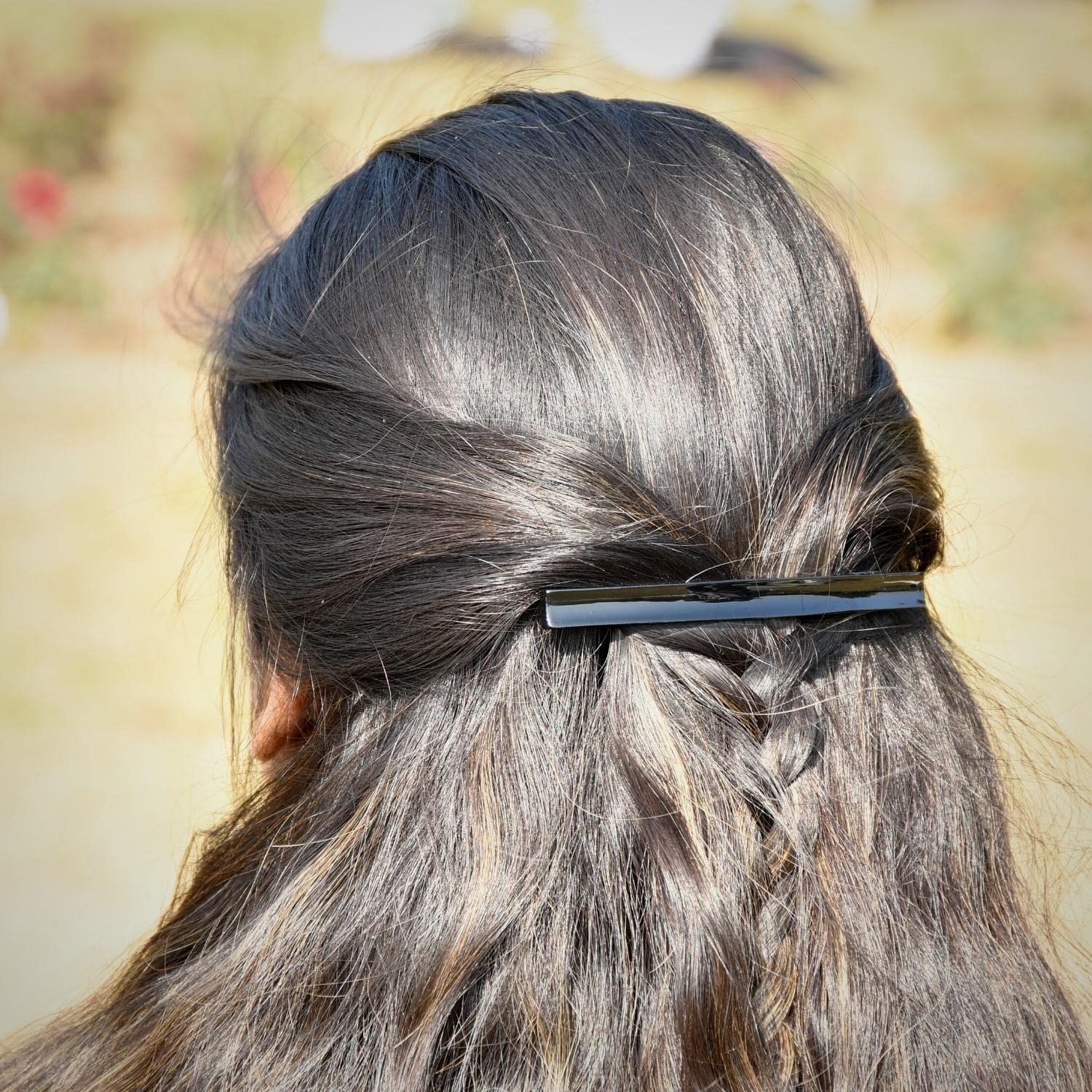 Parcelona French Long and Thin Large Cellulose Hair Barrette for Women and Girls