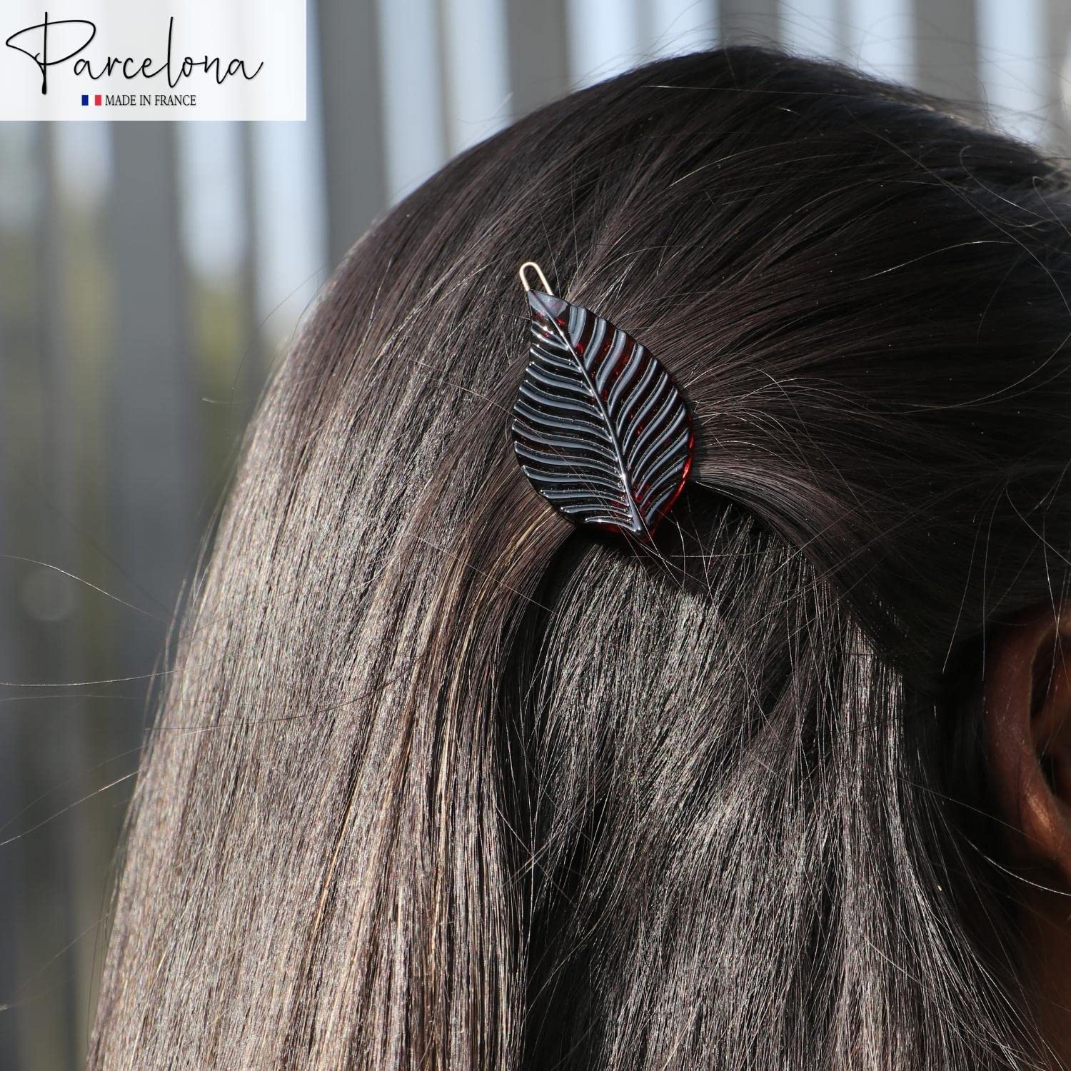 Parcelona French Autumn Leaf Shell Small Cellulose Hair Clip Barrettes(2 Pcs)