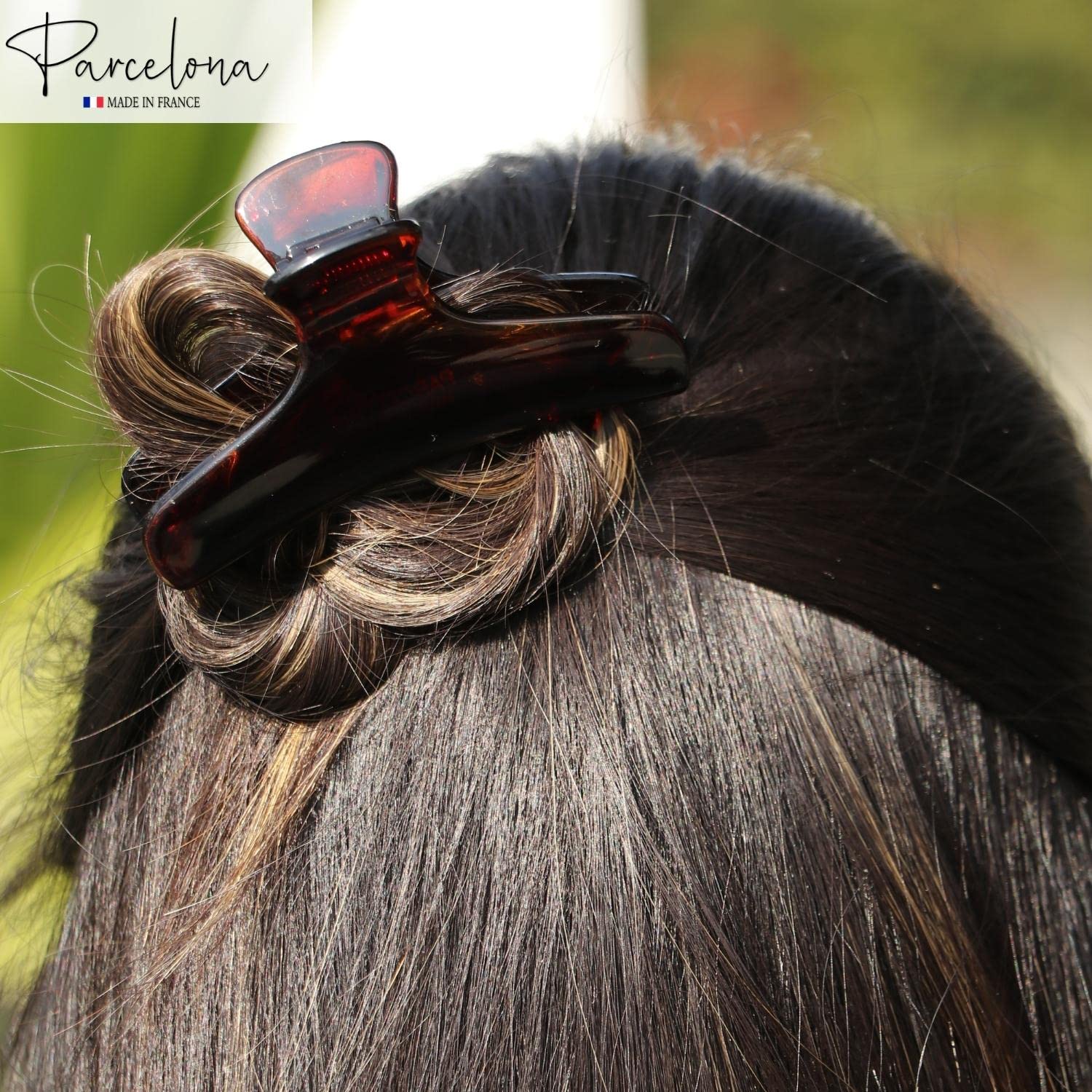 Parcelona French Flat Large 4” Salon Style Cellulose Jaw Hair Claw for Women