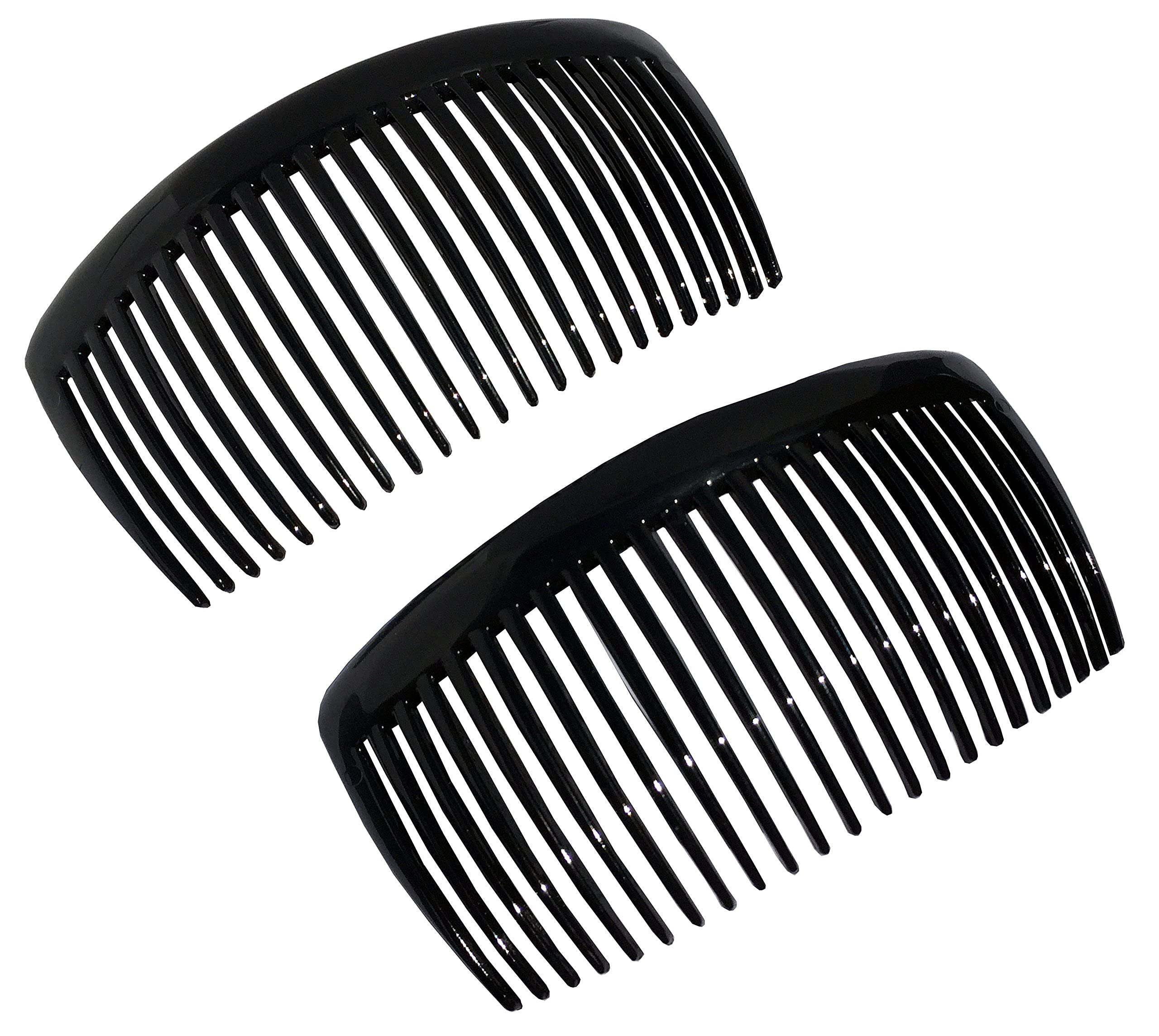 Parcelona French Glossy Large Cellulose Updo 23 Teeth Hair Side Combs(2 Pcs)