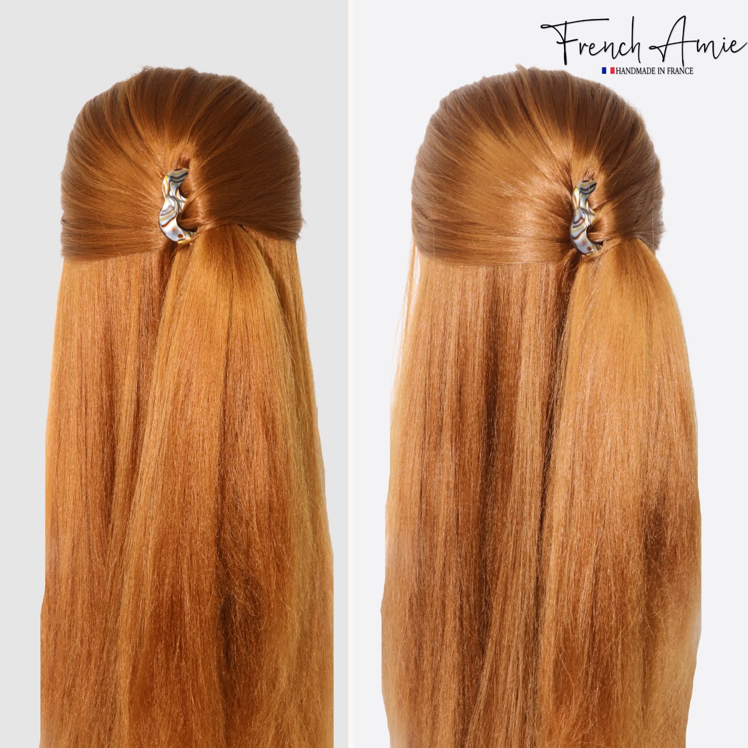 French Amie Tri Prongs 3" Medium Handmade Cellulose Bun Holder Women Hair Pin