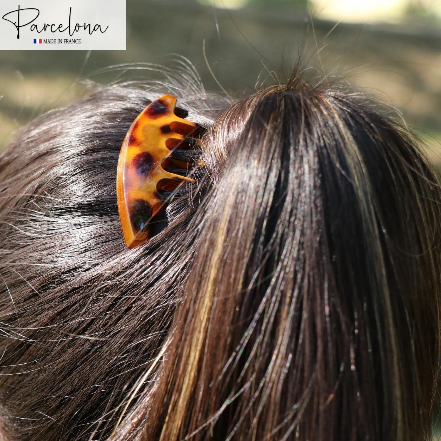 Parcelona French Medium Interlocking Light Tortoise Shell Side Hair Comb 2 pcs