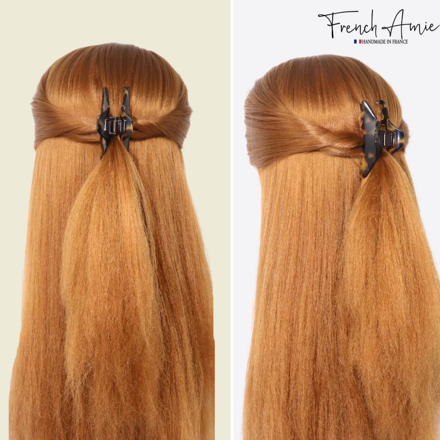 French Amie Director Thin and Narrow Small Handmade Cellulose Hair Claw for Women