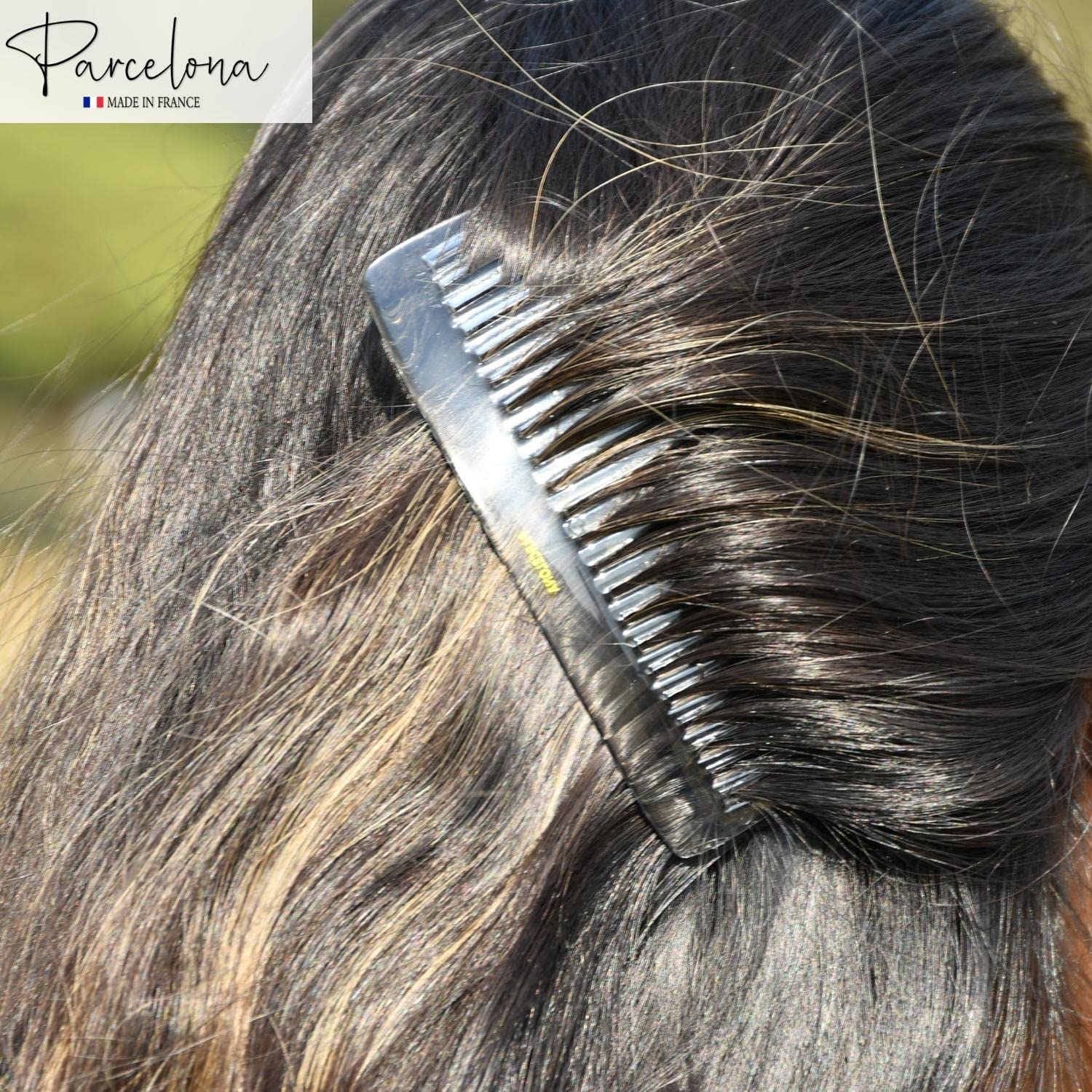 Parcelona French Glossy Large Cellulose Updo 23 Teeth Hair Side Combs(2 Pcs)