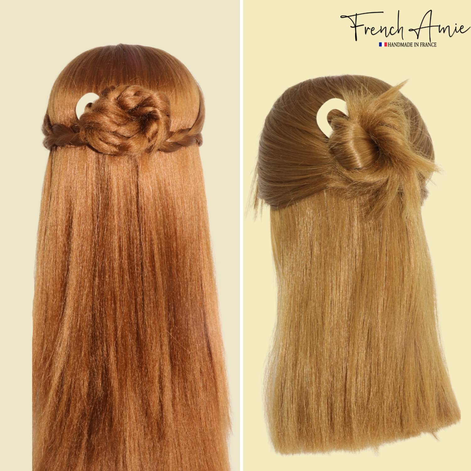French Amie Slick Large Handmade Cellulose Chignon U Hair Pin Stick for Women
