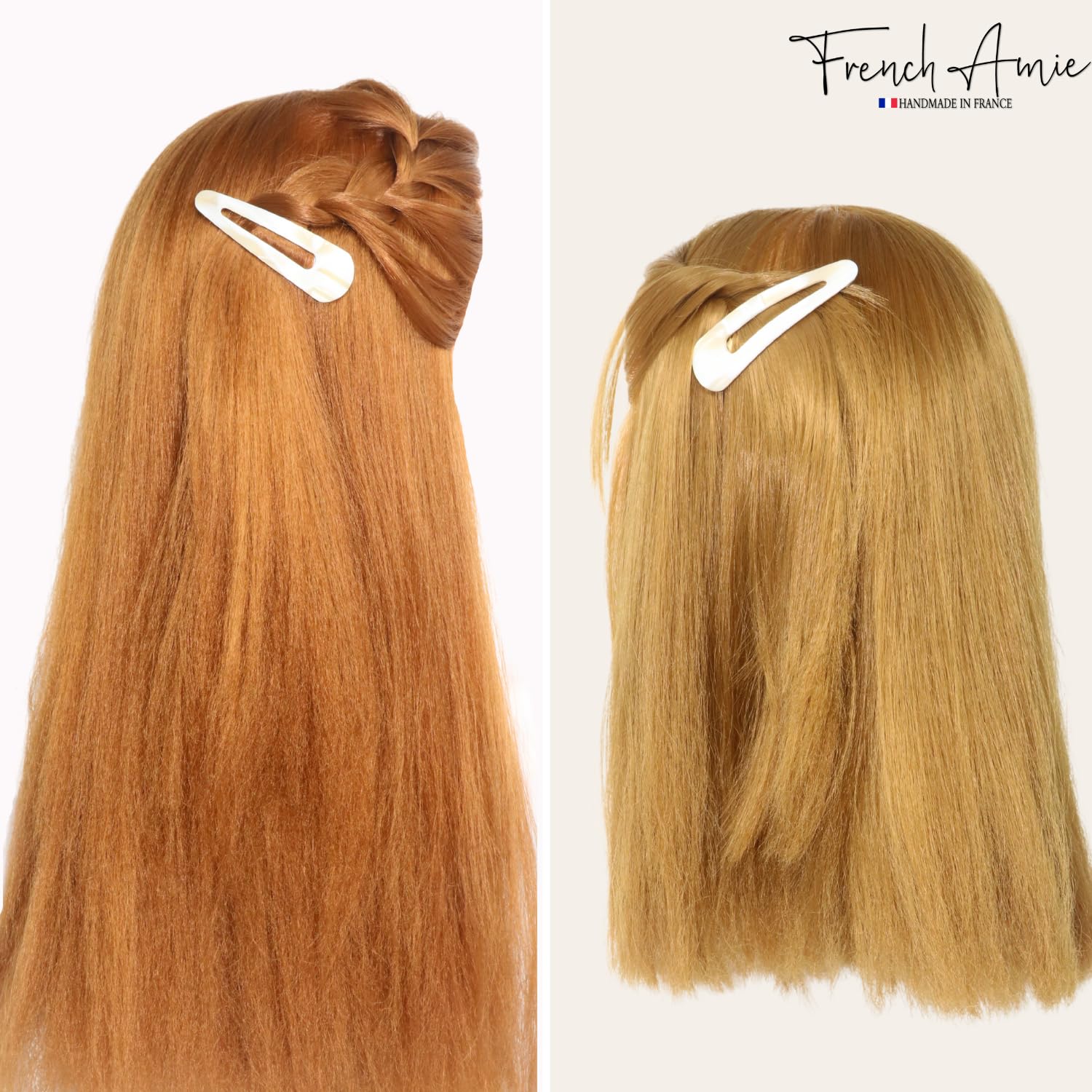 French Amie Clic Clac Large Handmade Cellulose Snap Hair Pins for Women(2 Pcs)