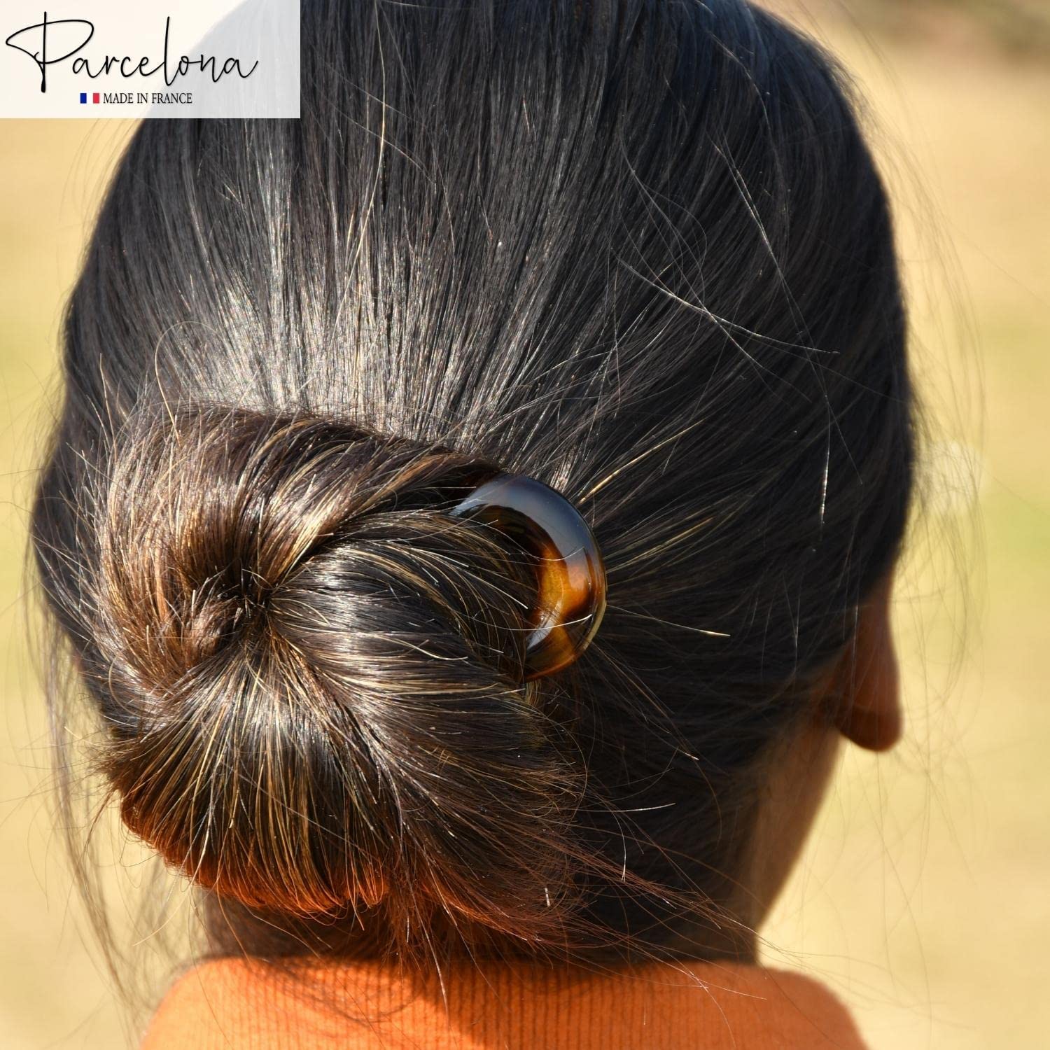 Parcelona French Curved U Large Cellulose Chignon Wavy Hair Stick for Women