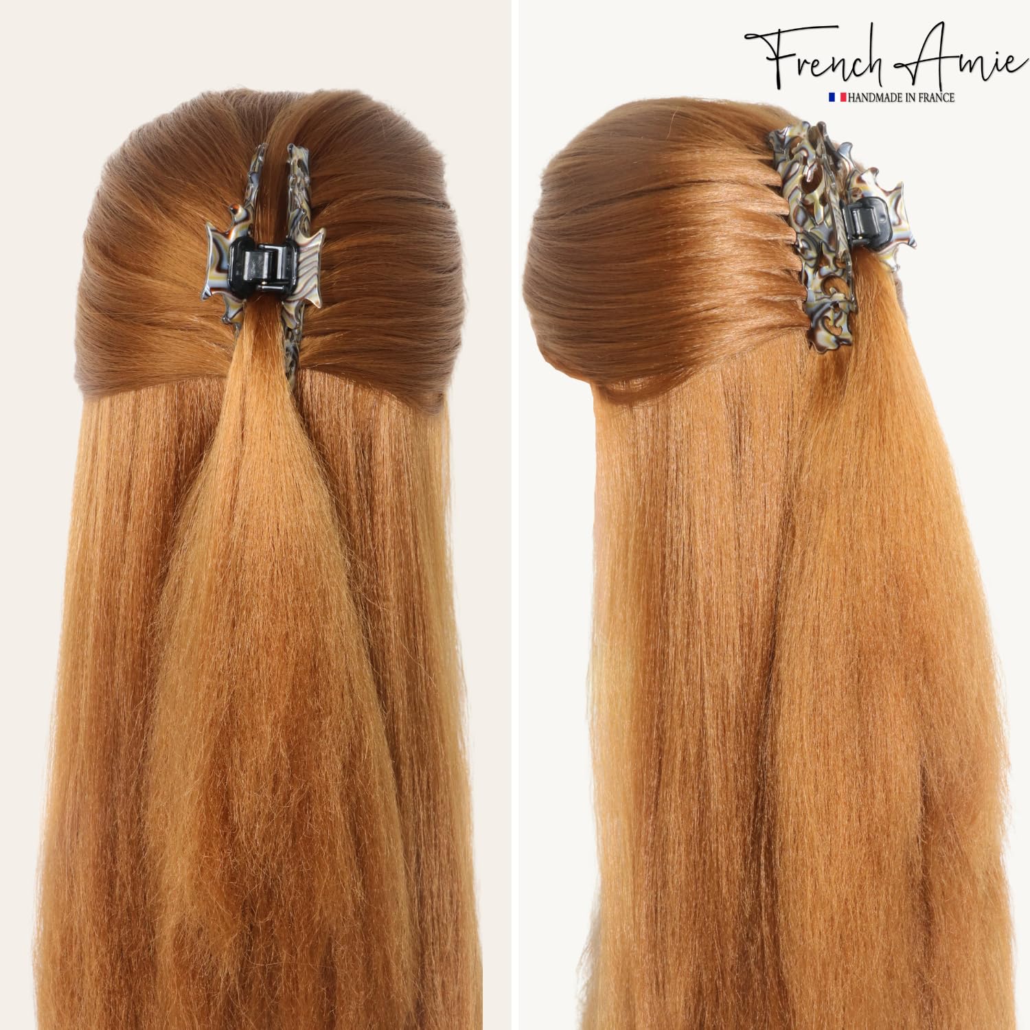 French Amie Beau Medium Handmade Cellulose Jaw Hair Claw for Women and Girls