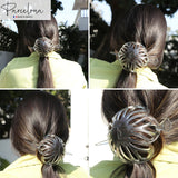 Parcelona French Radial 3.5" Celluloid Chignon Hair Slide Pin Thru Bun Cover