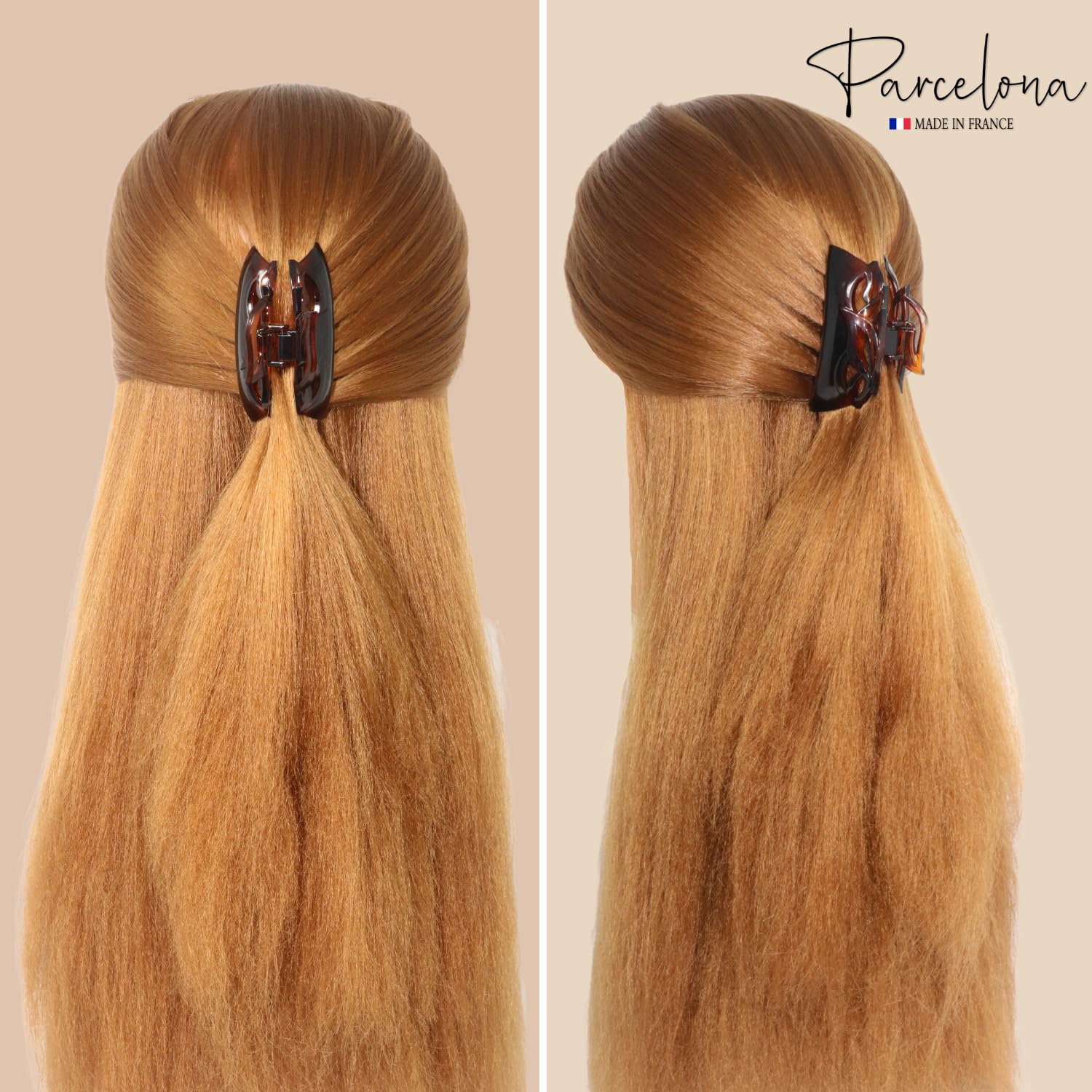 Parcelona French Leafy Medium Tortoise Shell Cellulose Jaw Hair Claw for Women