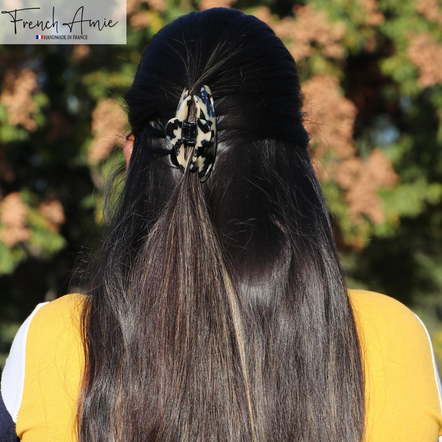 French Amie Flower Bloom 3" Handmade Cellulose No Slip Grip Hair Claw Clip
