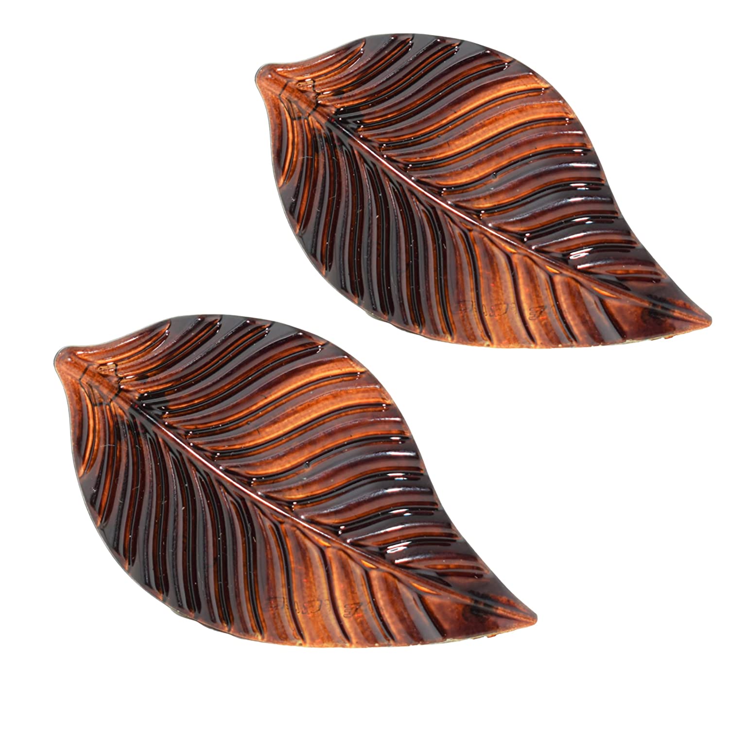 Parcelona French Autumn Leaf Shell Small Cellulose Hair Clip Barrettes(2 Pcs)