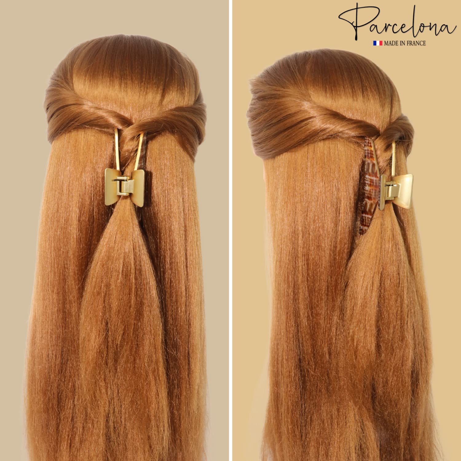 Parcelona French Pinch Medium Cellulose Covered Spring Jaw Hair Claw for Women