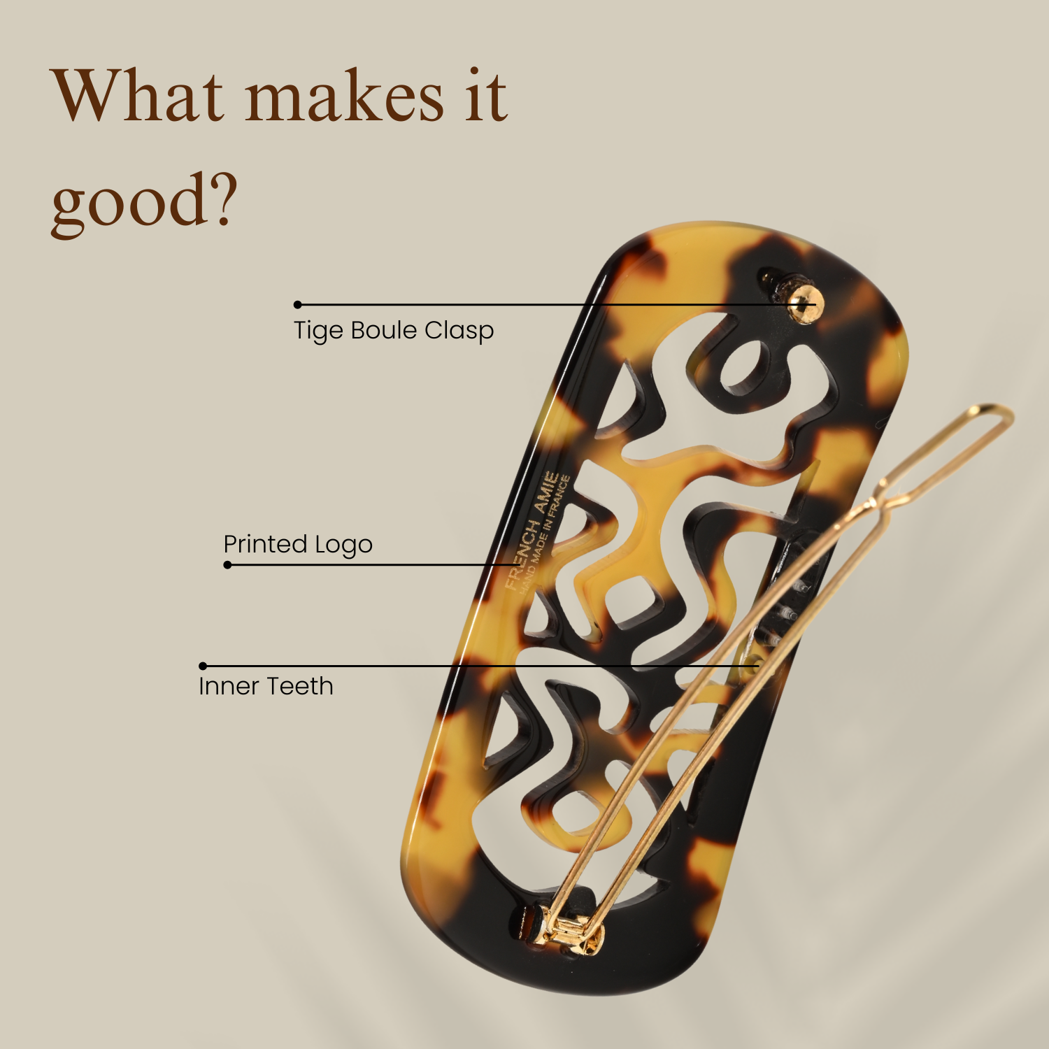 French Amie Swirls 2 ¼” Cellulose Handmade Tige Boule Snap Hair Clips for Women