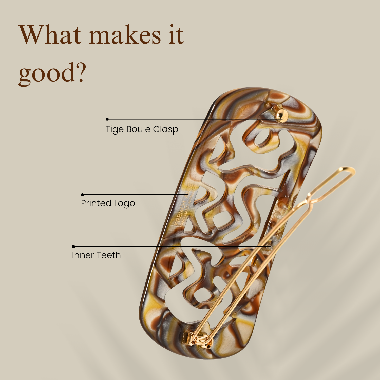 French Amie Swirls 2 ¼” Cellulose Handmade Tige Boule Snap Hair Clips for Women