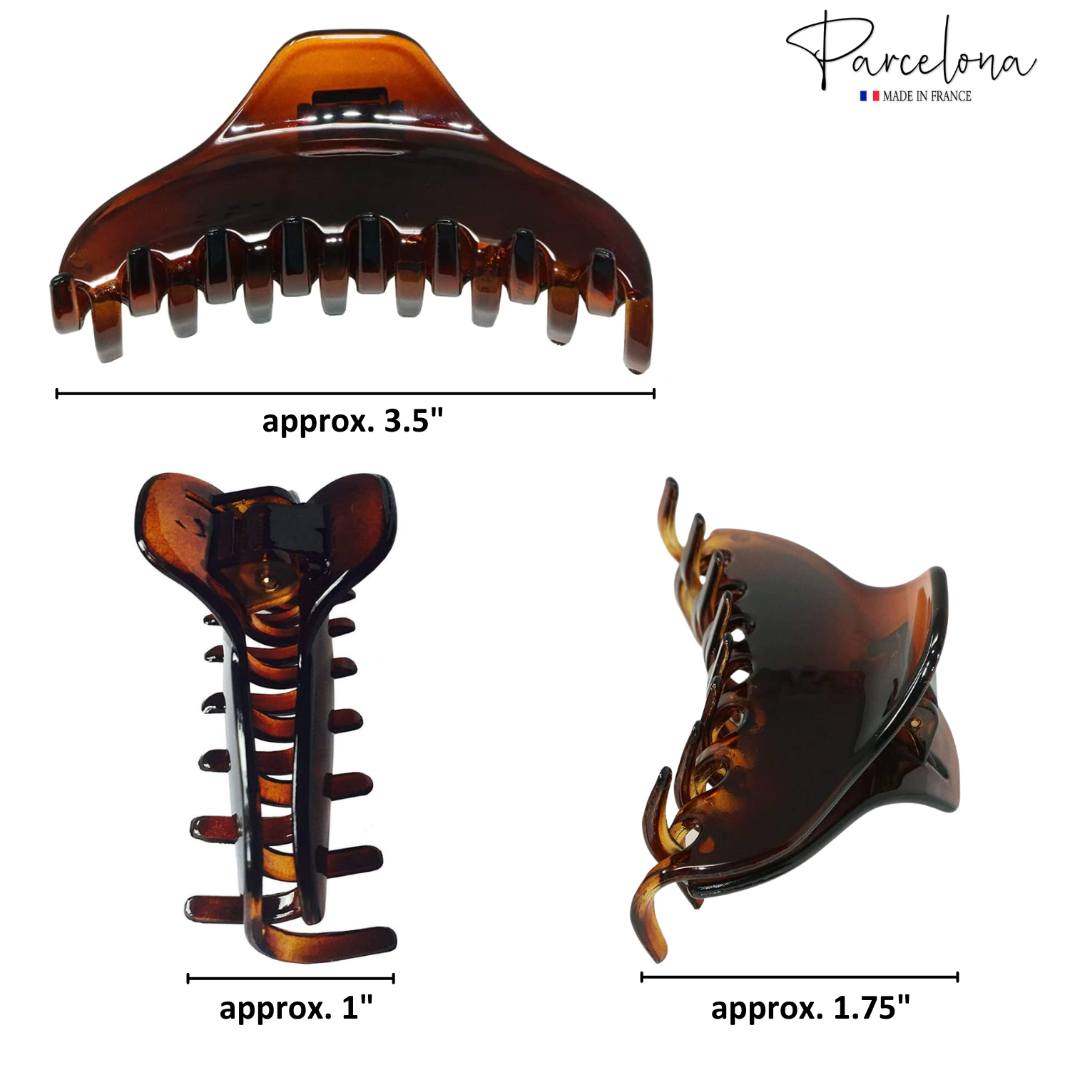 Parcelona French Boss Thin and Narrow Cellulose Hair Claws for Women (2 Pcs)