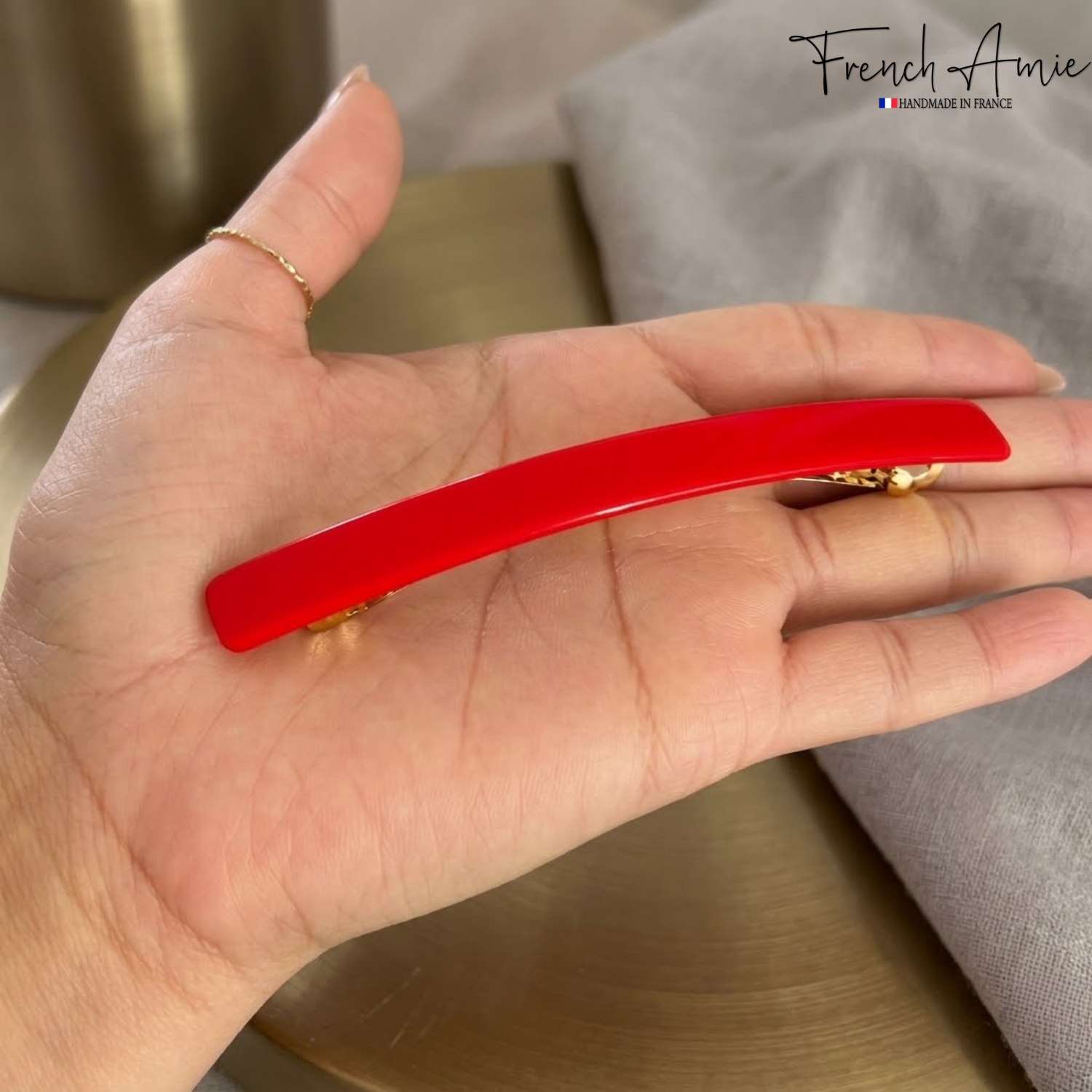 French Amie Long & Skinny Bar Large 4 1/4" Cellulose Acetate Hair Barrette Clip