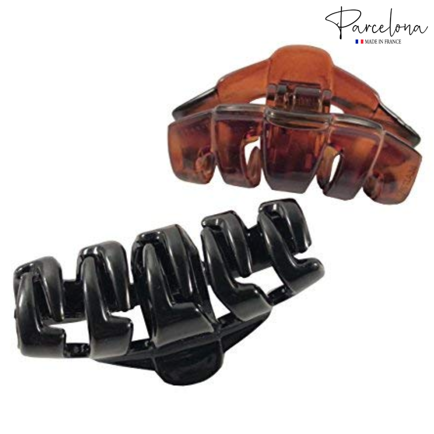 Parcelona French Tubular Small Tortoise Shell Black Jaw Hair Claw Clips