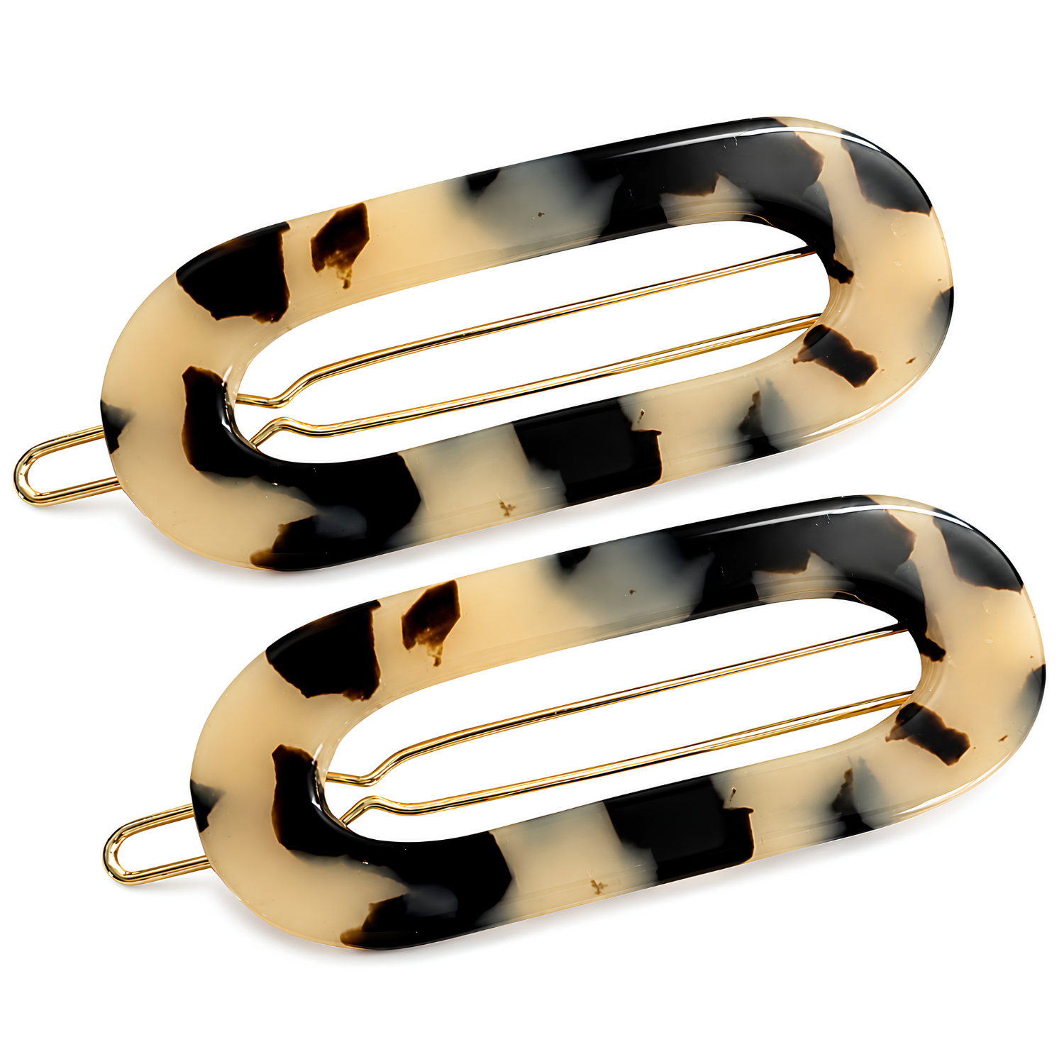 French Amie Mini Oval 2” Cellulose Handmade Snap Tige Boule Hair Clips