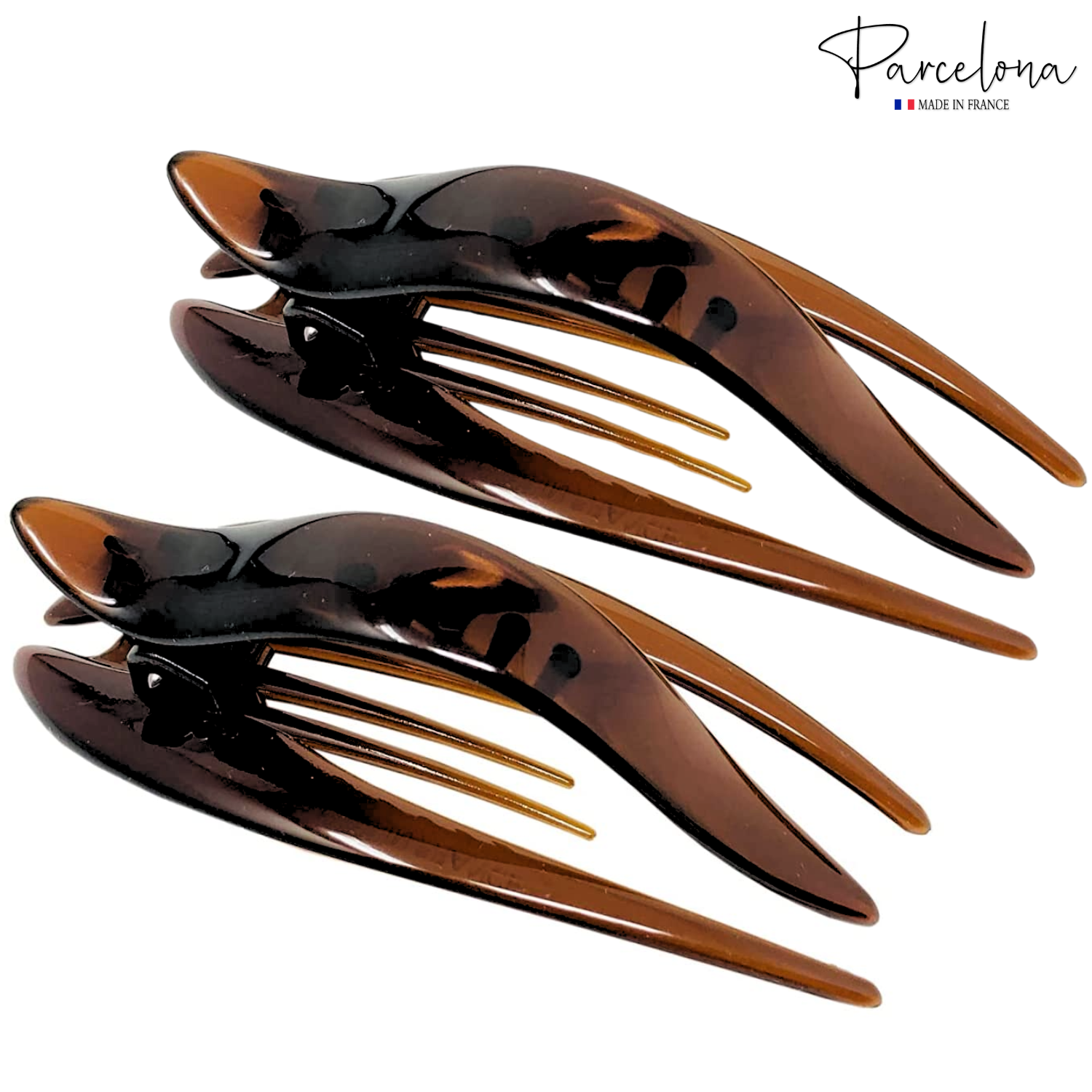 Parcelona French Beak Clasp Tortoise Shell Cellulose Hair Claw for Women (2Pcs)