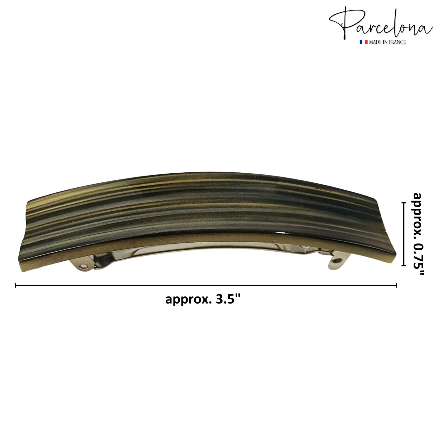 Parcelona Oblong Grey Beige 3.5 Inch Cellulose Automatic Hair Clip Hair Barrette