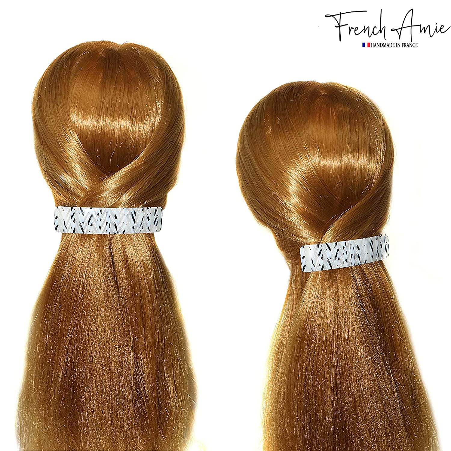 French Amie Long Rectangle Handmade Large Hair Barrette Clip for Women N Girls