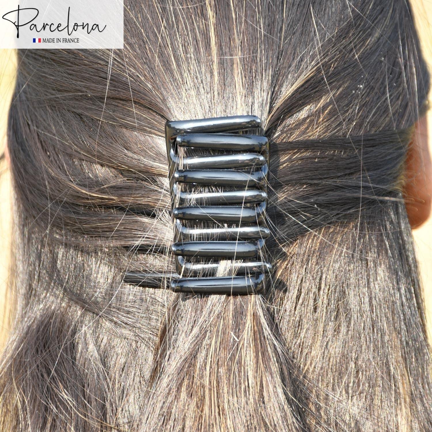 Parcelona French Crab Interlocking Medium Cellulose Hair Side Comb for Women