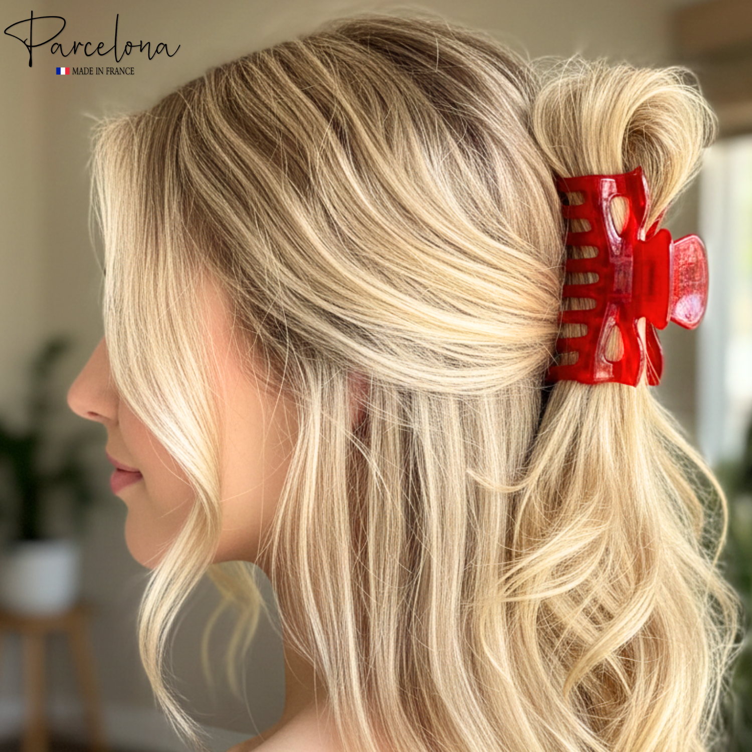 Parcelona French Classic 3" Medium Cellulose Covered Spring Hair Claw Clip