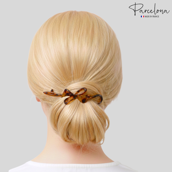 Parcelona French Large Twist N Clip Metal Free Bow Knot Hair  display picture 3