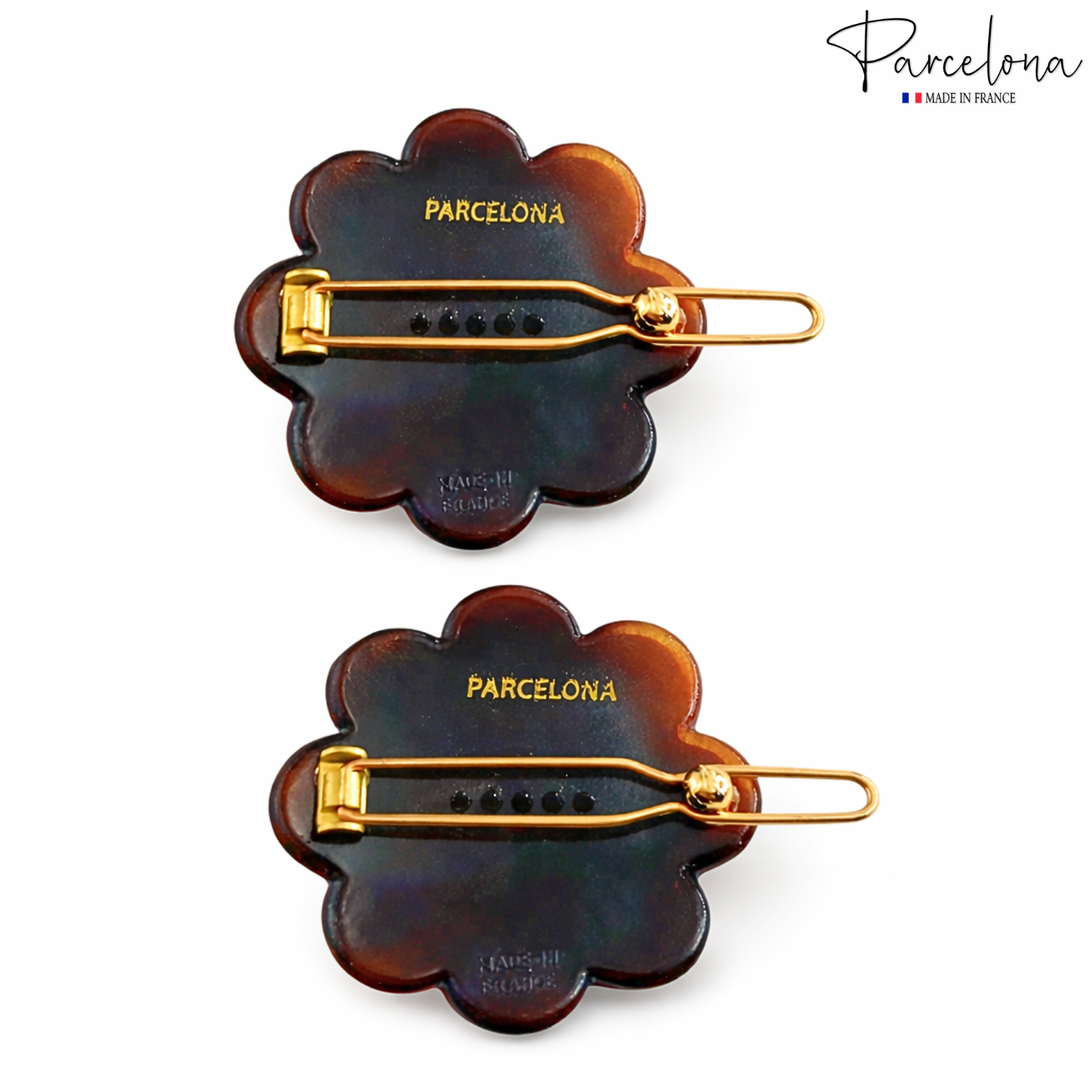 Parcelona Flower Tortoise Shell Hair Clip 1.5" Small Tige Boule Barrette Womens