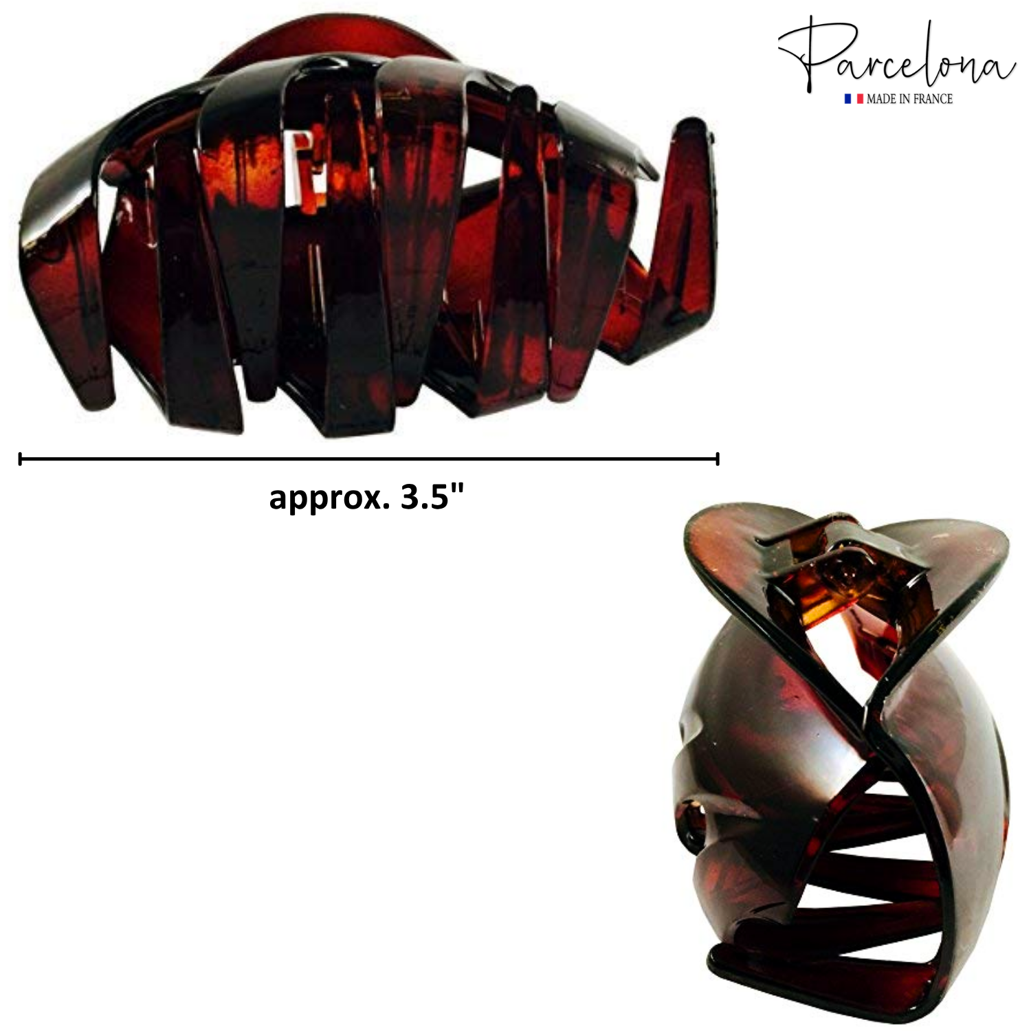 Parcelona French Streaks Wide 3 1/2" Shell Large Covered Spring Hair Claw Clip