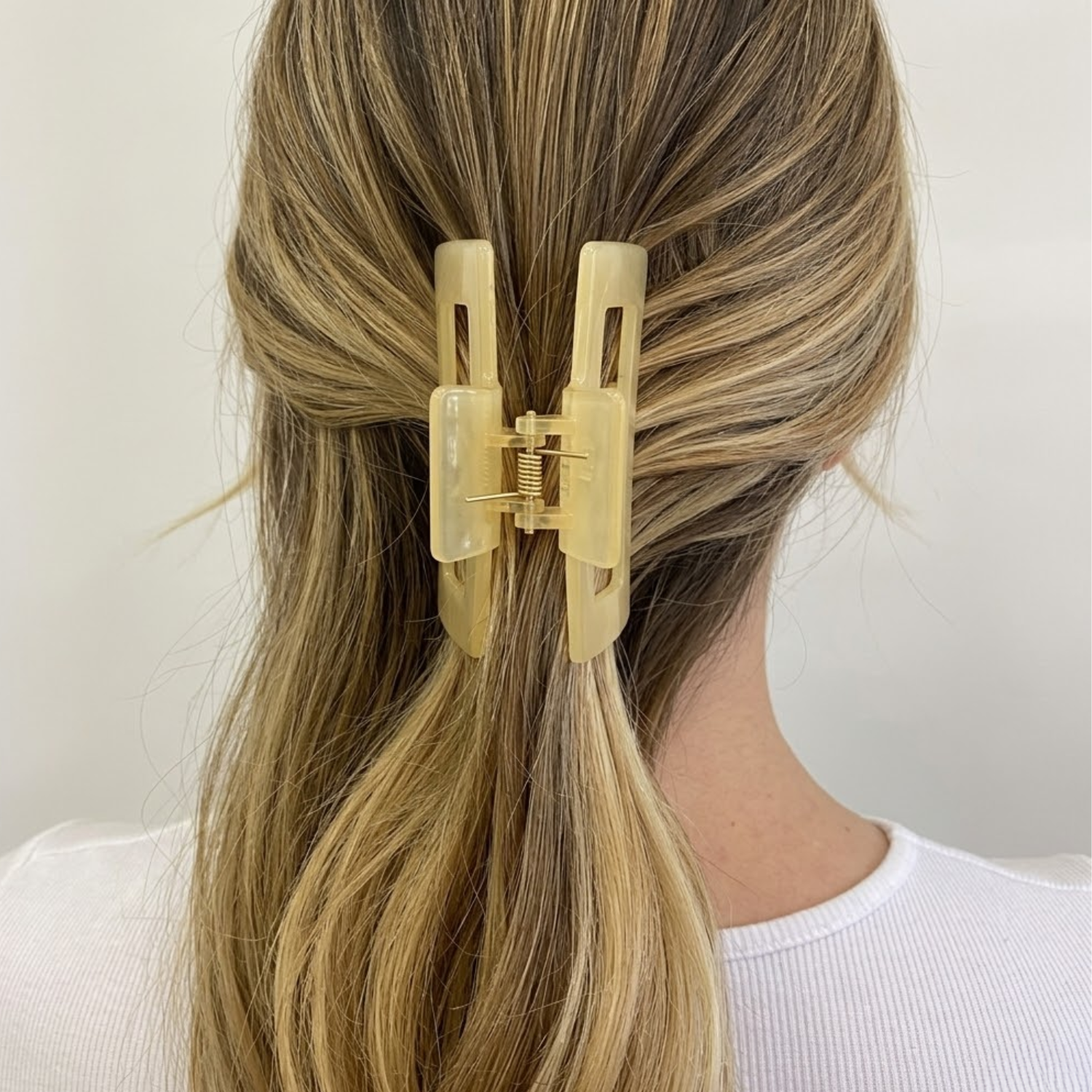 Moeni Rectangular Cutout Large 4" Hair Claw Clip Translucent Jaw Thick Hair Clip
