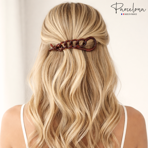 ヘアアクセサリー Maron Parcelona French Large Twist N Clip Chain Link Metal Free Hair