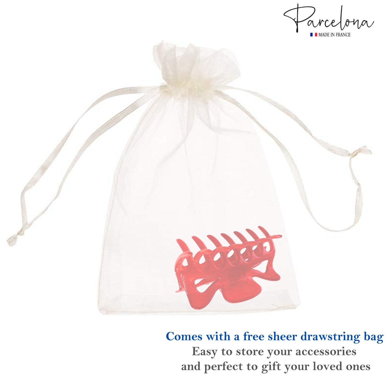 Parcelona French Classic 3" Medium Cellulose Covered Spring Hair Claw Clip