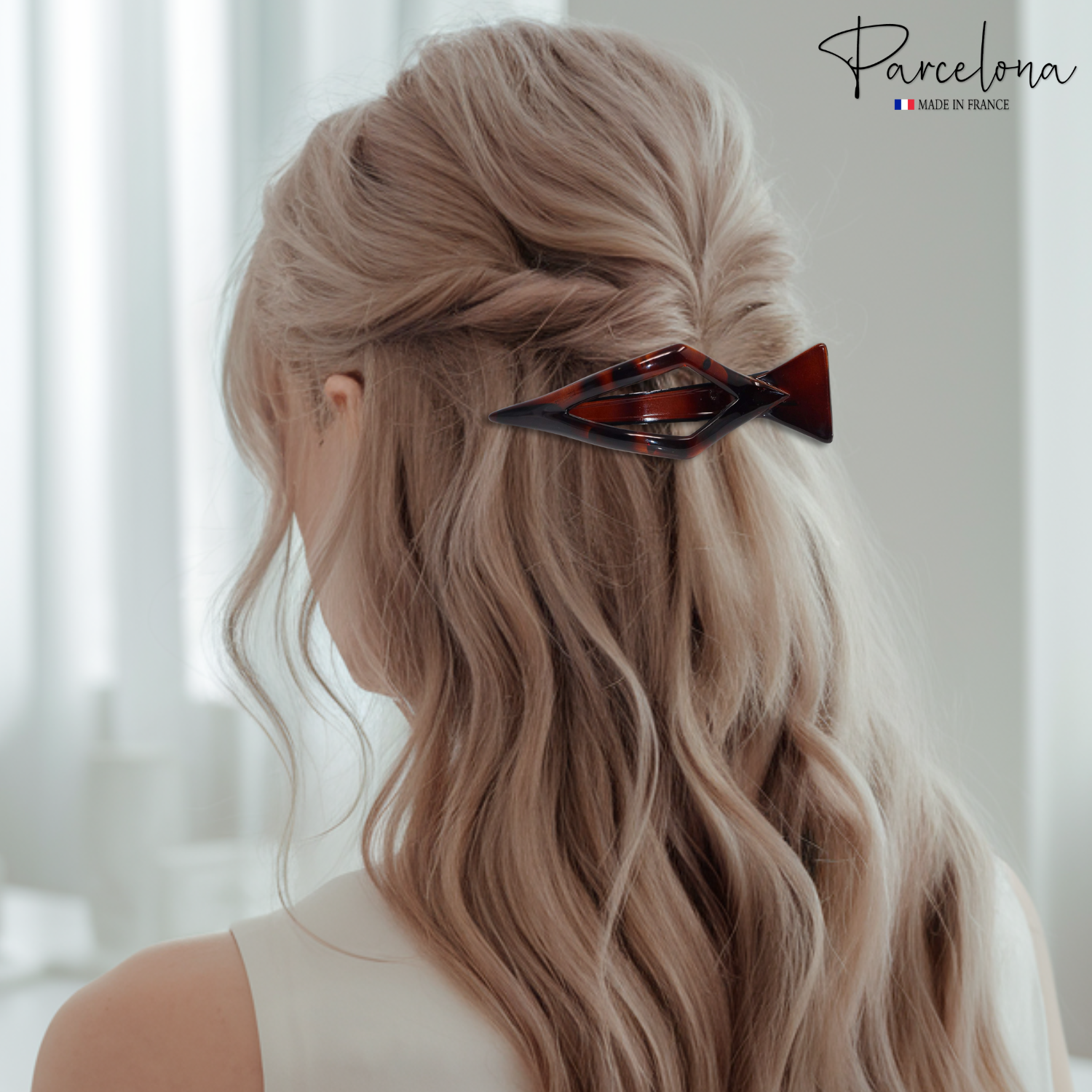 Parcelona French Cardinal Beak Shell Cellulose Medium Hair Slider Yoga Claw Clip