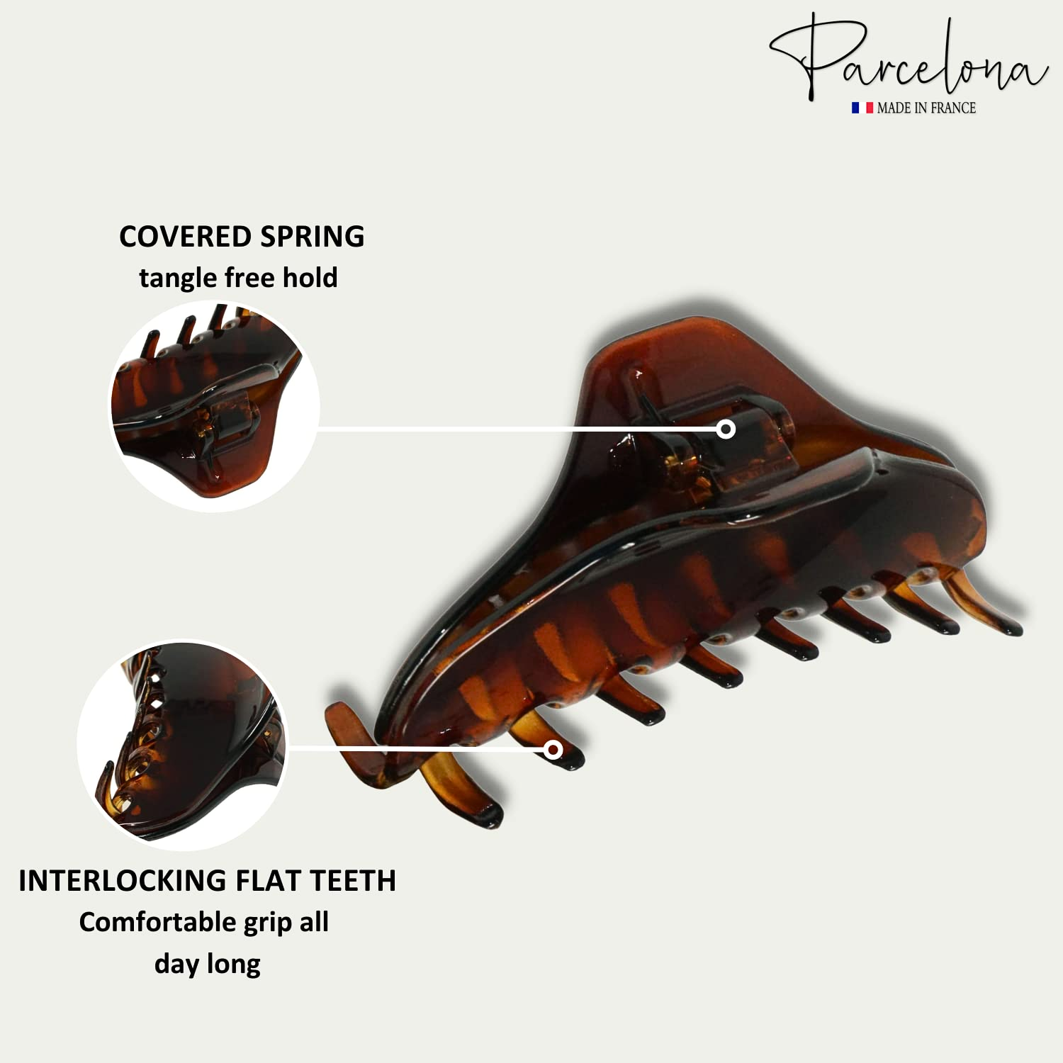 Parcelona French Boss Thin and Narrow Cellulose Hair Claws for Women (2 Pcs)